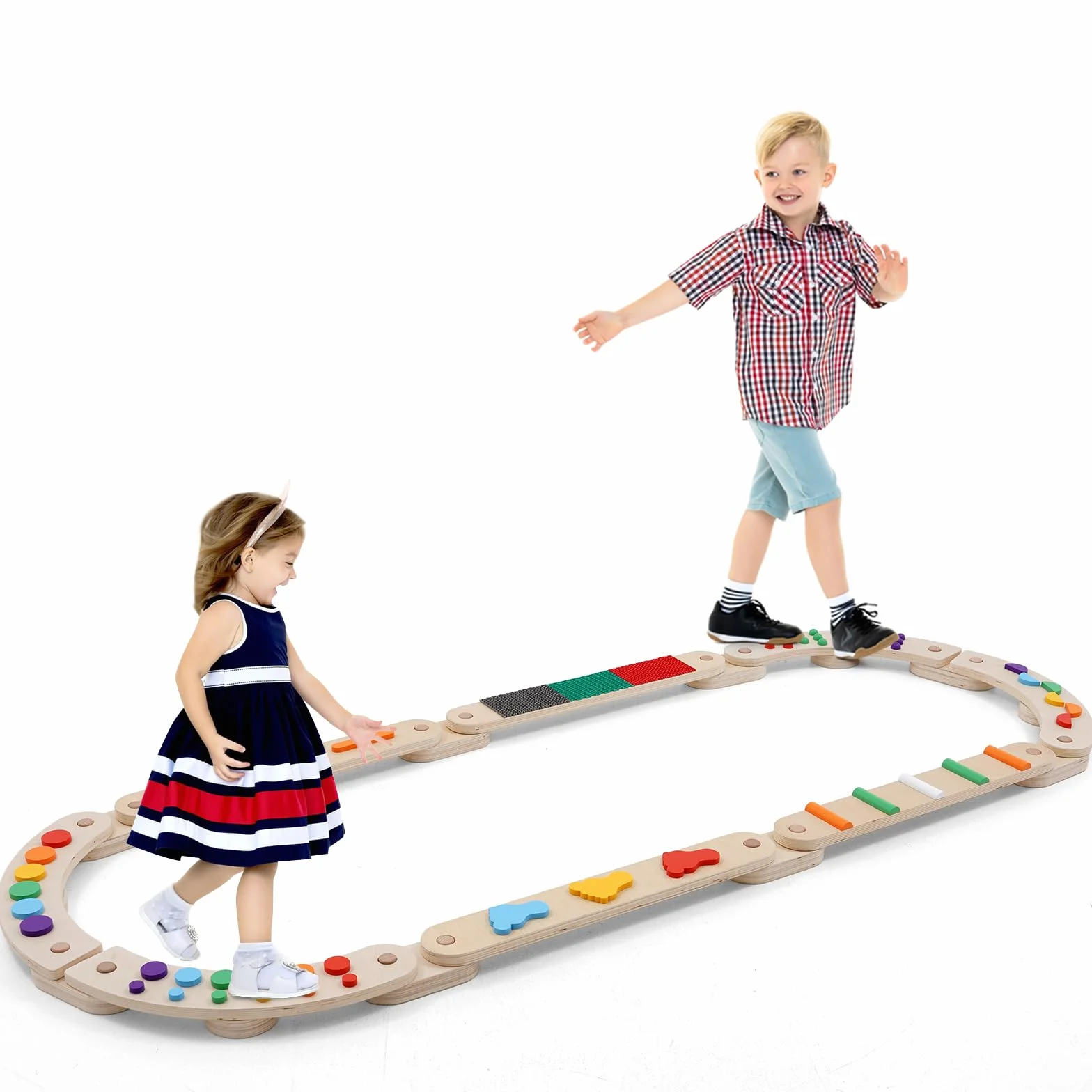 Drewniana belka balansująca dla dzieci, kolorowe kamienie przeszkody do budowania koordynacji, zabawki Montessori Balance do wewnątrz i na zewnątrz