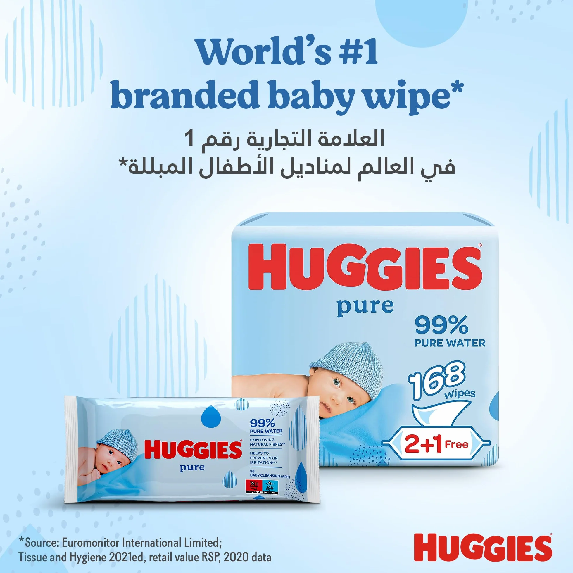Huggies 5029053550039 Chusteczki Dla Niemowląt, 56 Sztuk