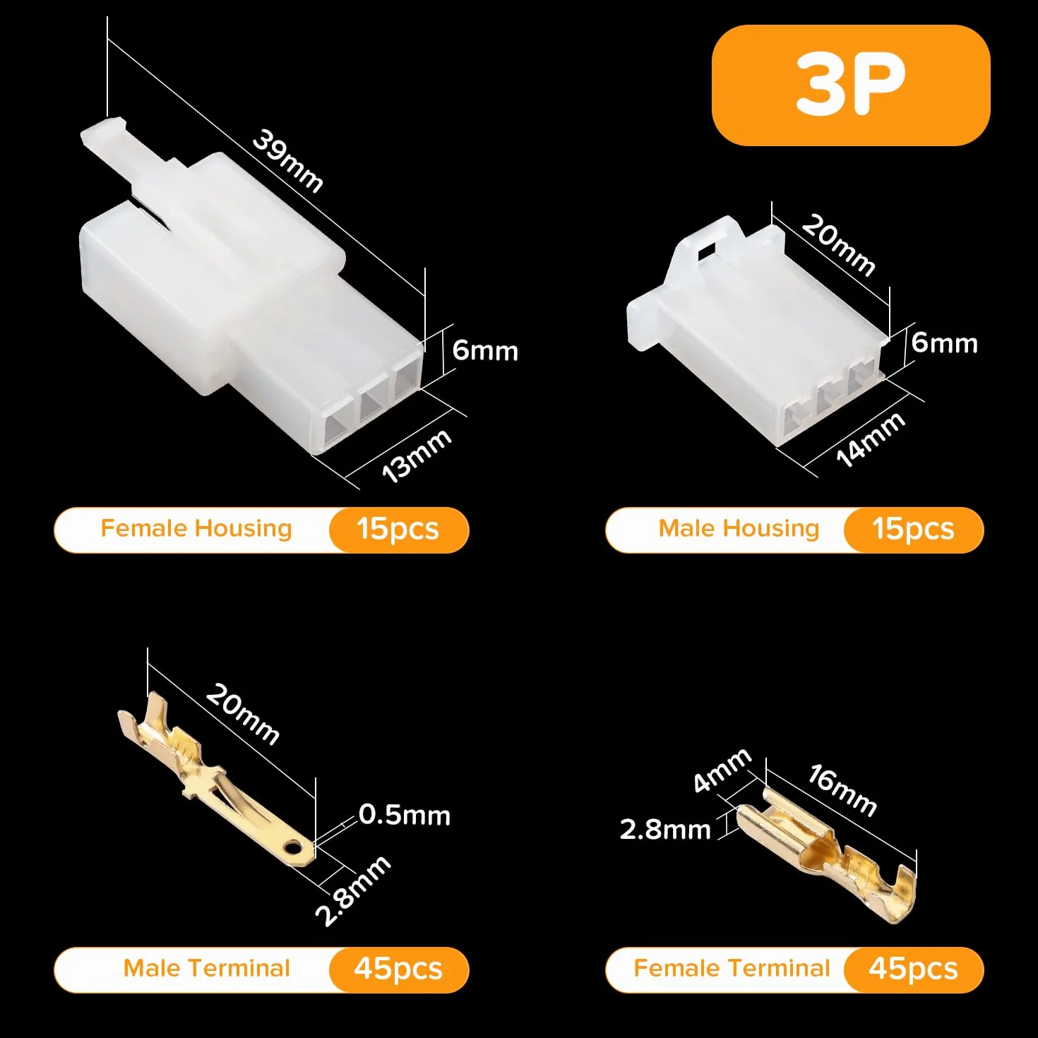 120 Sztuk 2.8mm 3 Pinów Zestaw Złączy Zaciskowych Przewodów Elektrycznych, Zestaw Złączy Kablowych 2.8mm, do Motocykli, Samochodów, Łodzi