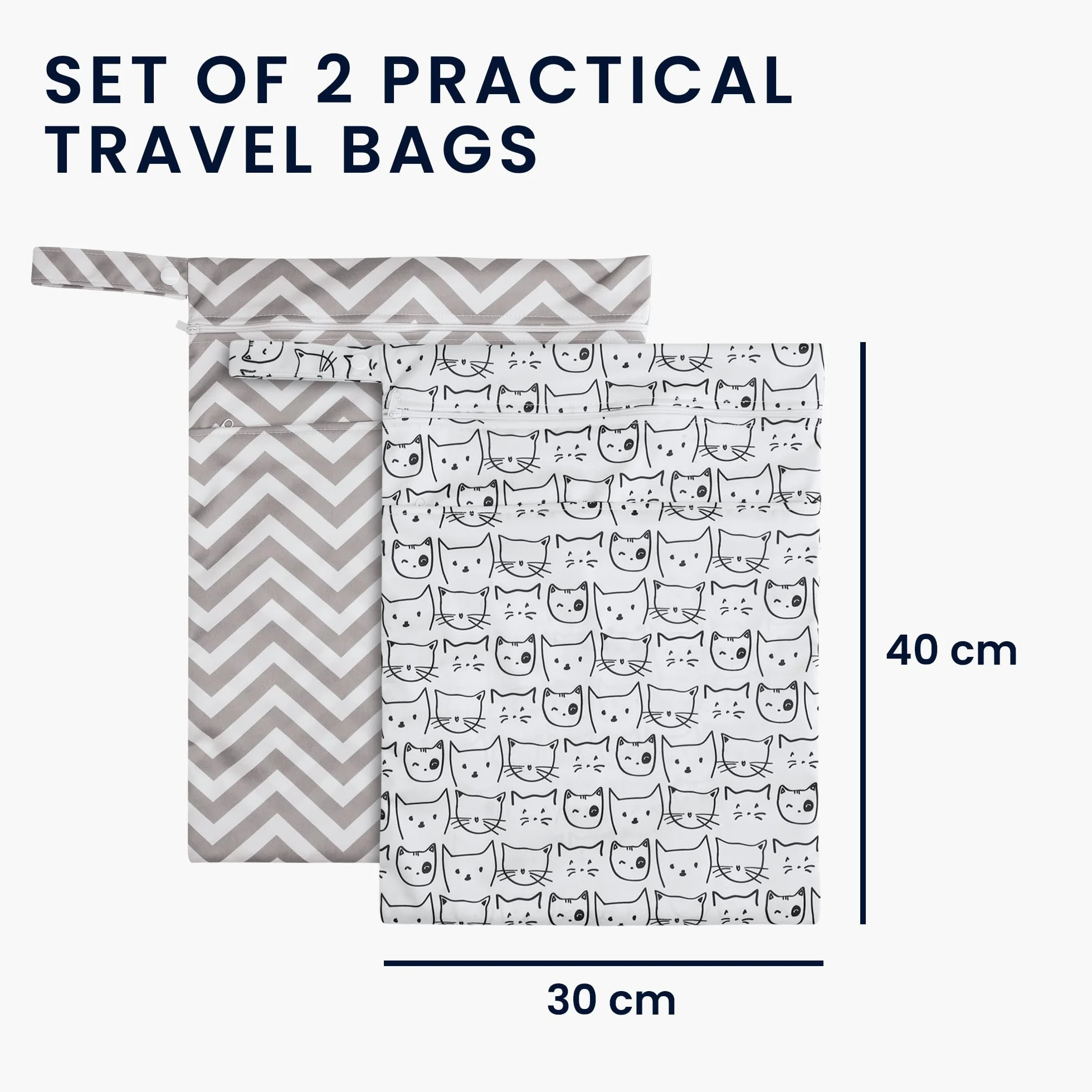kwmobile Torba na pieluchy, 2 sztuki, odporna na działanie wody, 30 x 40 cm, torba na pieluchy, odzież łazienkowa, brudne pranie, białe, czarne, brązowe, 2 sztuki, biały, czarny, brązowy.