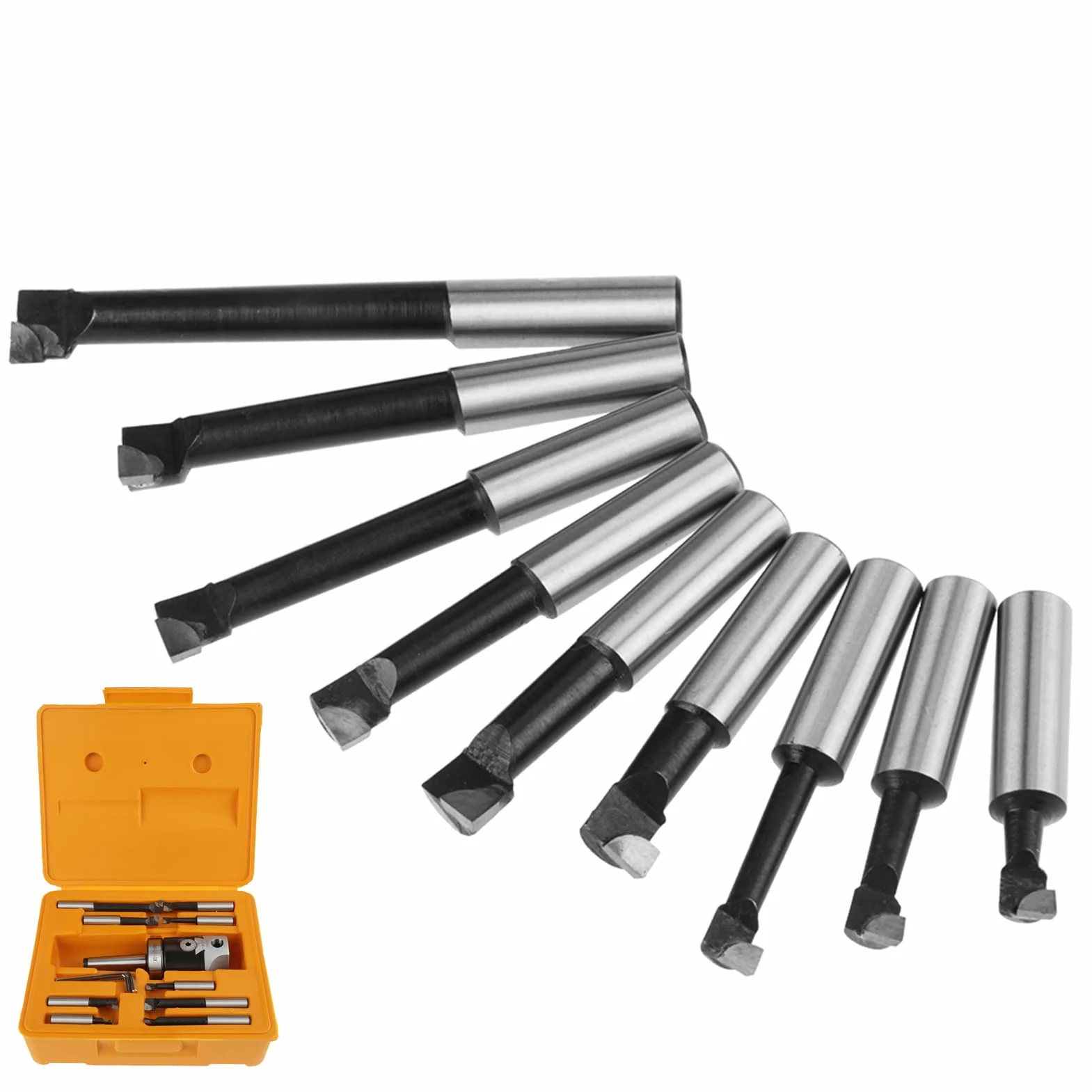 Głowica do Wytaczania, MT2-M10 F1-12 50mm Głowica do Wytaczania z 9 szt. 12mm Wytaczaki Korbowód Akcesoria do Frezarek, Wytaczające Wiertła