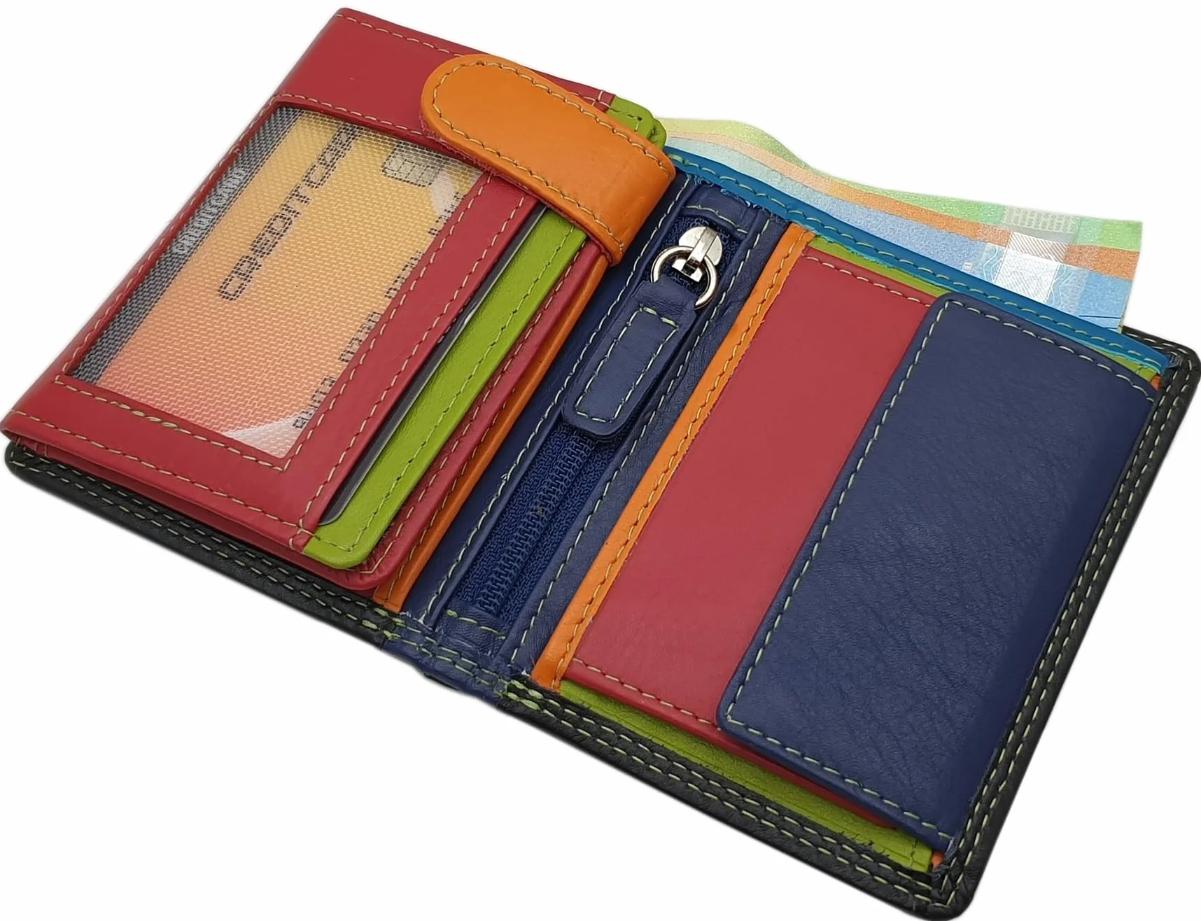 Portfel damski z bydlęcej skóry nappa z ochroną RFID NFC