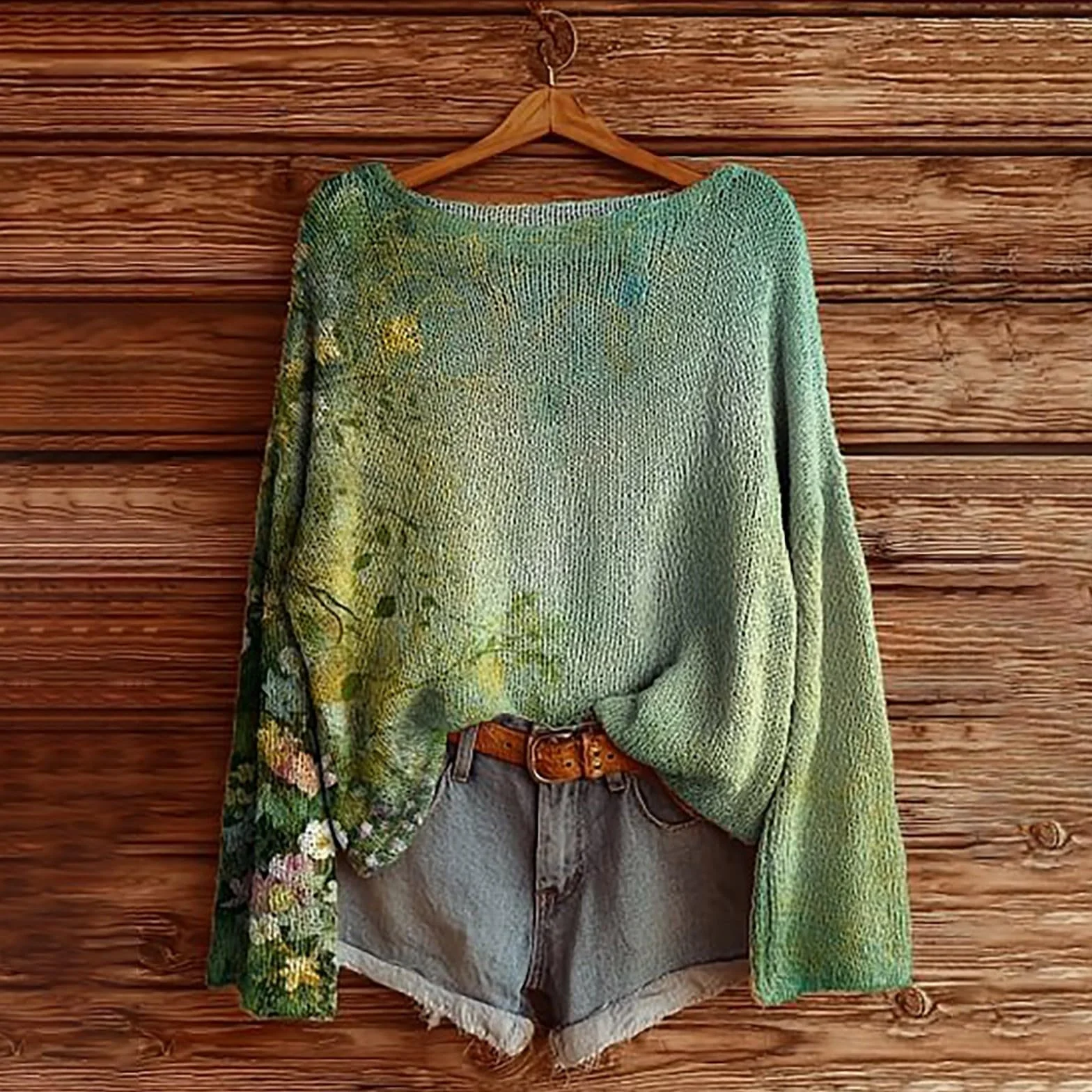 Damska bluza damska nadruk artystyczny sweter na co dzień sweter z dzianiny dla kobiet moda długi rękaw okrągły dekolt bluzka zimowa ciepła warstwa top swetry dla Wielkiej Brytanii