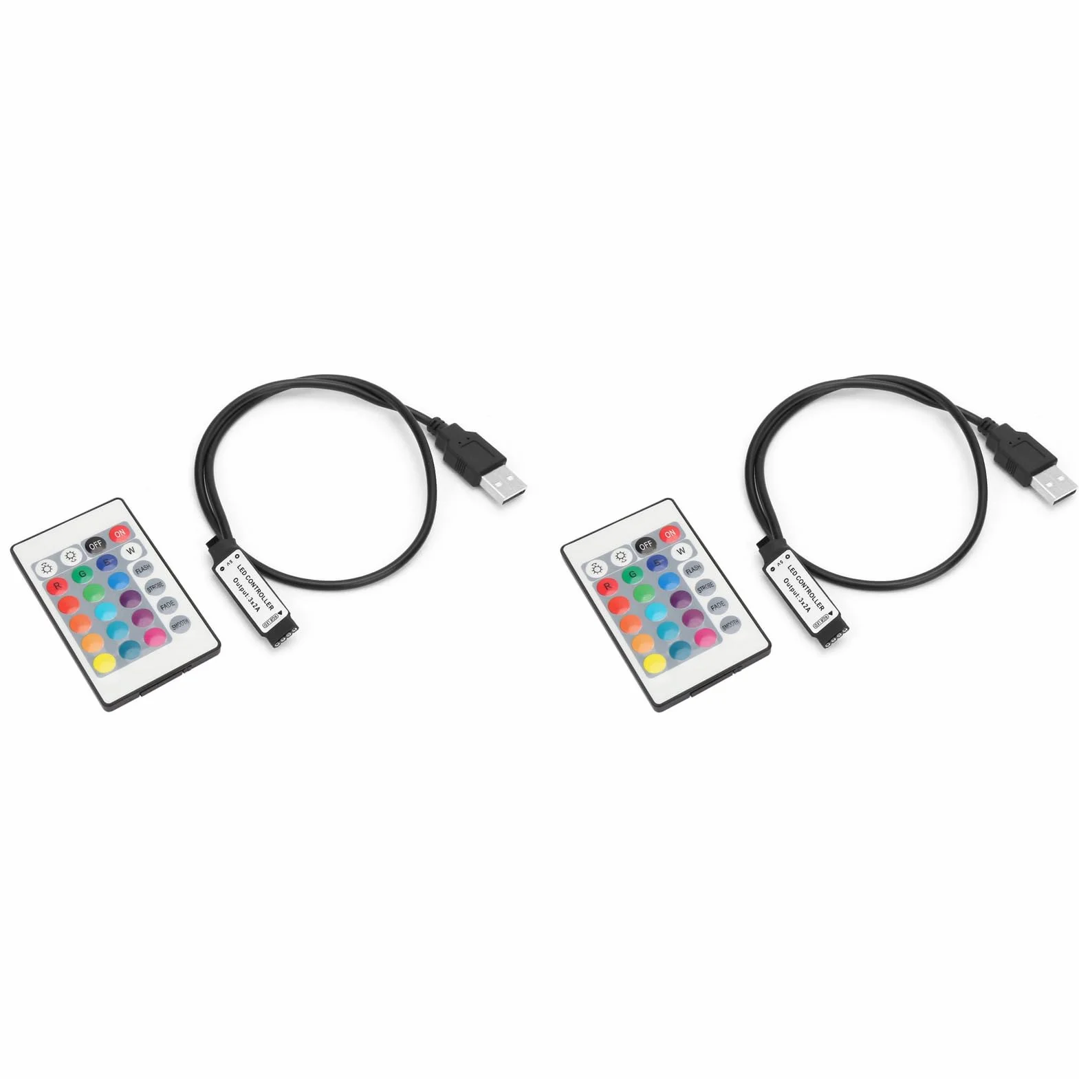 2 szt. 5V 24-kluczowy Kontroler LED RGB DC 5V dla 5050 3528 5630 Taśmy LED 24-kluczowy Pilot ze ściemniaczem z Kablem o Długości 0,5 M