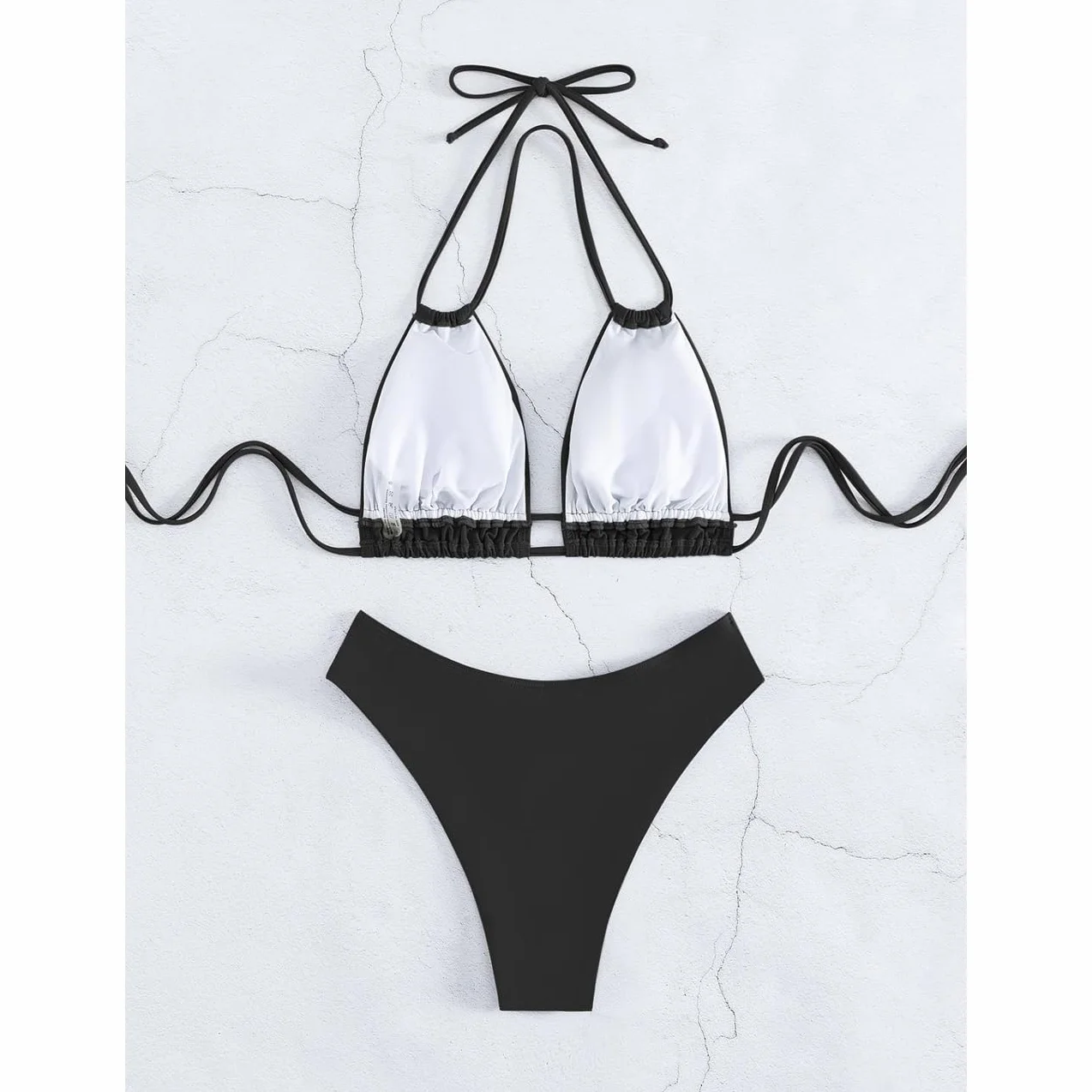 Damski zestaw bikini, z kołnierzem, wyszczuplający dekolt, strój kąpielowy, dwuczęściowy kostium kąpielowy, push up, wysoka talia, seksowny strój kąpielowy