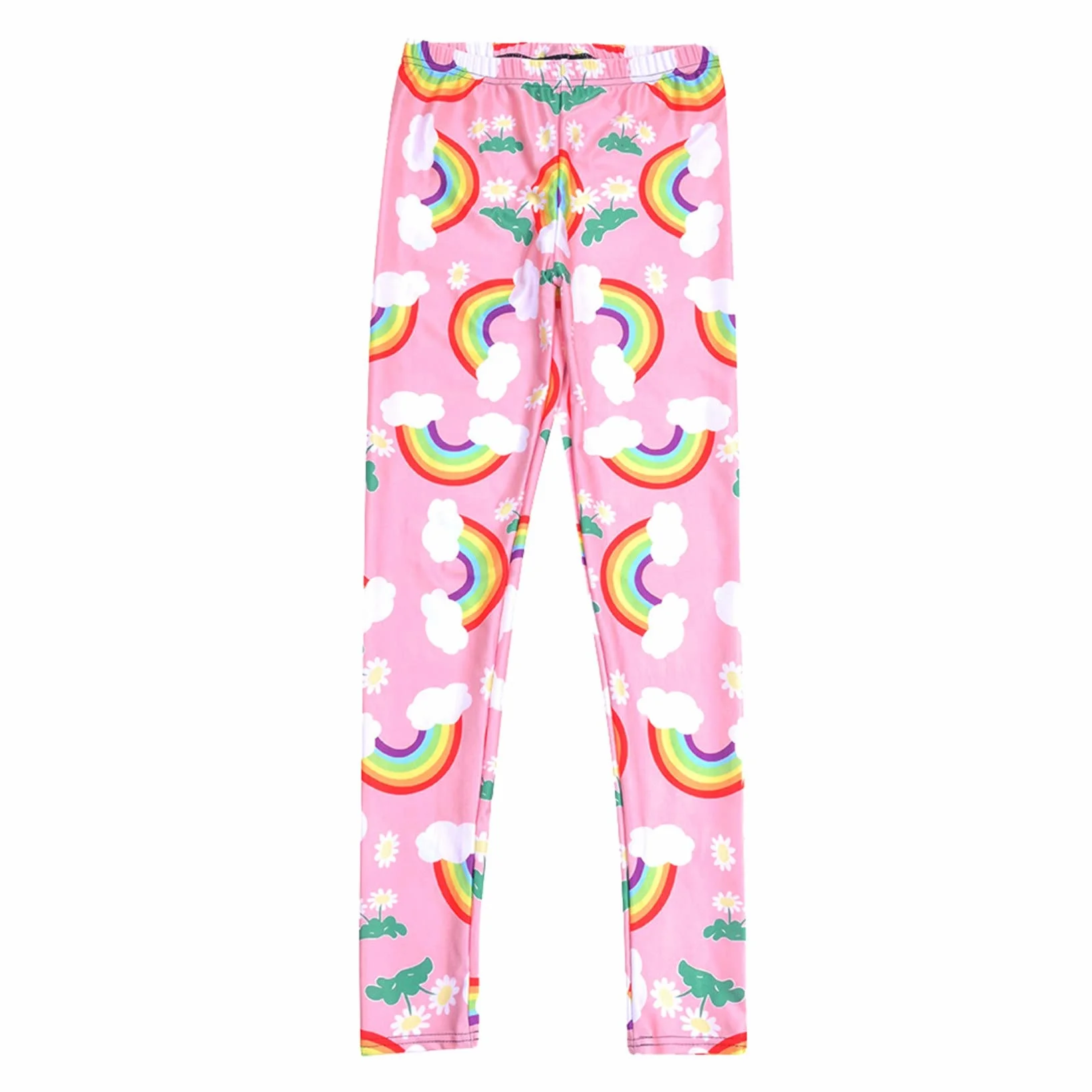 Legginsy damskie Push Up, Women Fashion Rainbow Cloud Flower Prints Yoga Pants 7/8 Length Gym Leggings Skinny Training Trousers Running Exercise Tights rozciągliwe sportowe legginsy do jogi (Color :