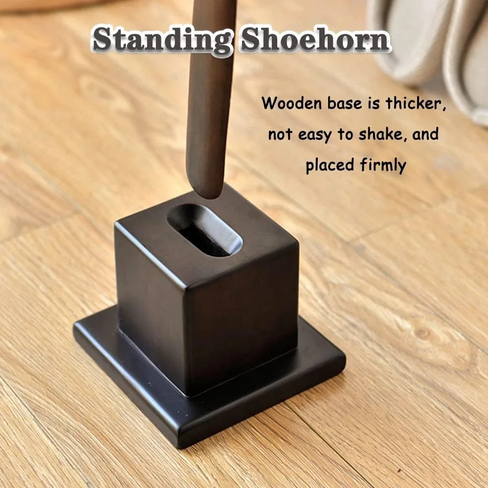 Łapka do butów, Łyżka do butów z długą rączką, wytrzymały pomocnik drewna bukowego, przenośna podstawą przechowywania, specjalny podnośnik dla kobiet w ciąży, osób starszych | 29.5in