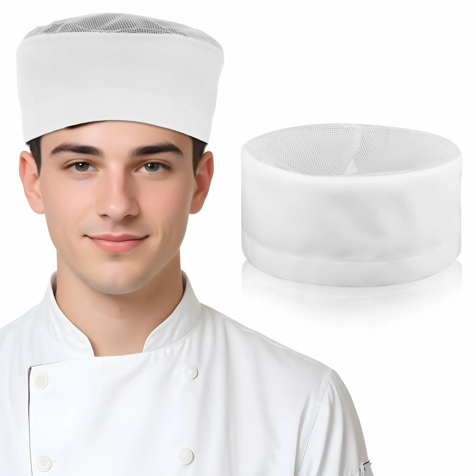Czapka kucharska, biała czapka kucharska, męska, damska, bawełna, czapka gastronomiczna, uniseks, dla szefa kuchni, regulowana, profesjonalny mundurek kuchenny do restauracji, gotowania, pieczenia,