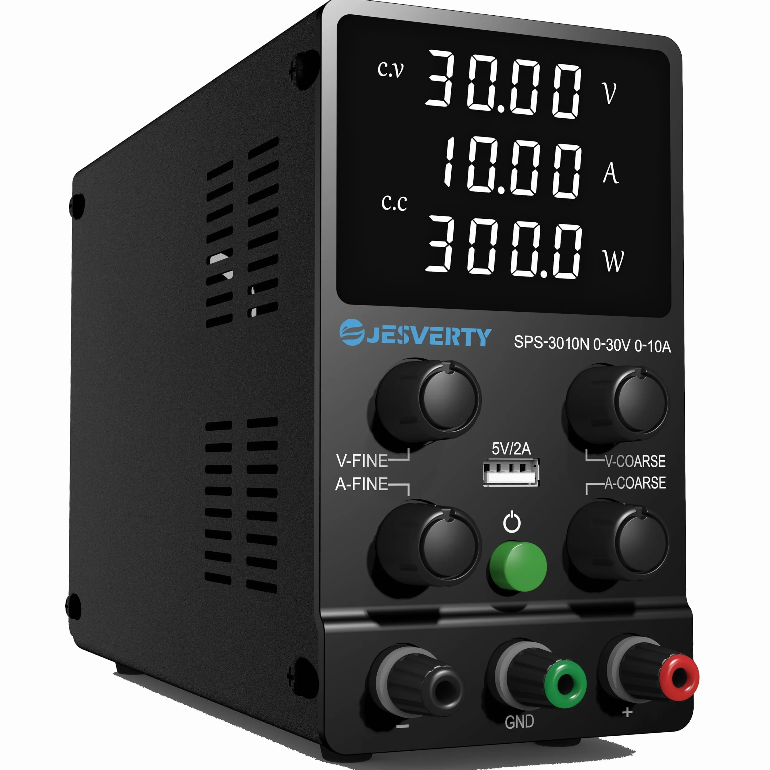 Fuente de Alimentación Regulable 30V 10A DC Fuentes de Alimentación de Laboratorio Fuente de Alimentacion de Banco Ajustable Pantalla LED de 4 Dígitos SPS-3010N