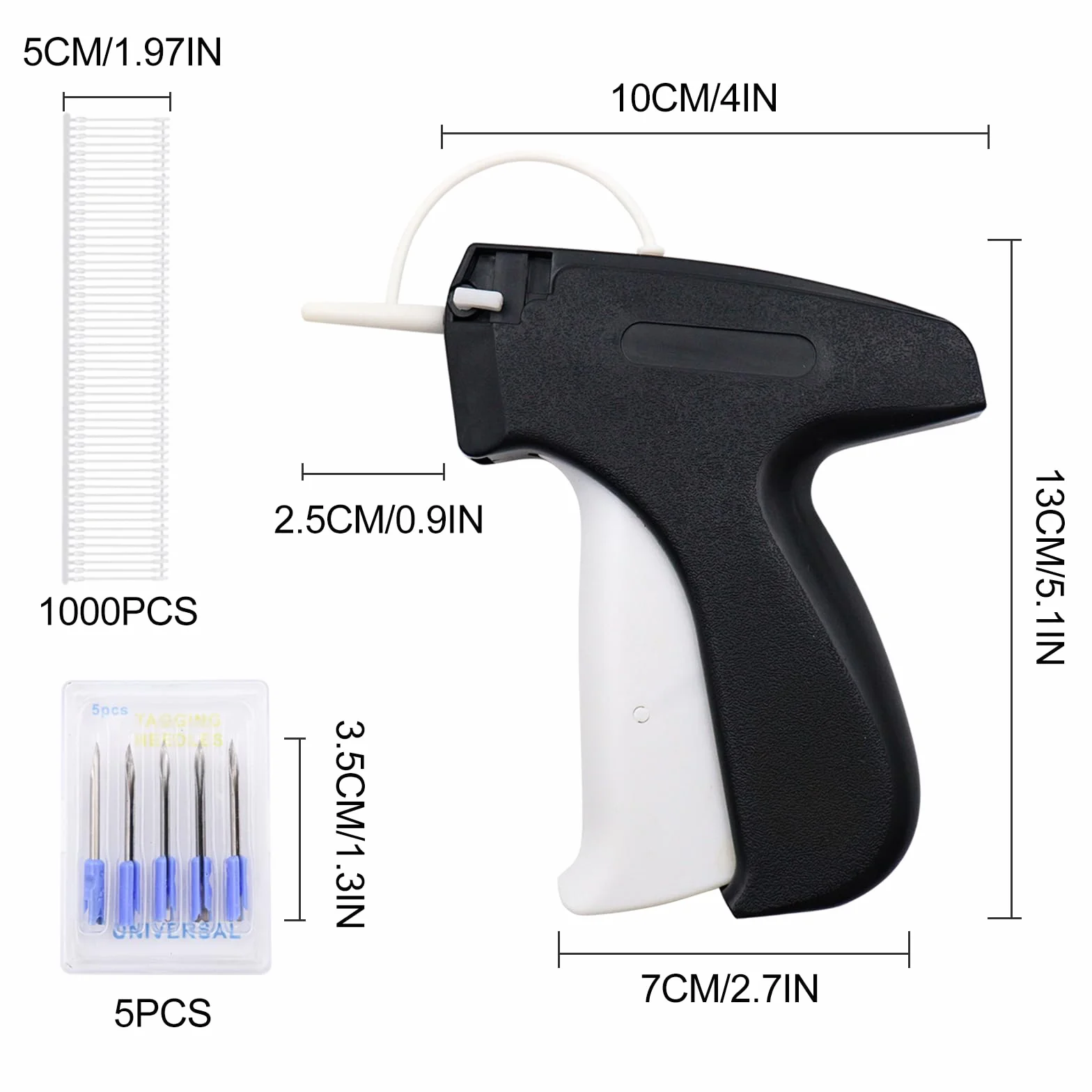 Pistolet do etykiety, metka z ceną, pistolet do etykietowania pistoletu z 5 wymiennymi igłami i 1000 etykietami, kolce do ubrań, skarpetek, czapek, odzieży, pistoletu do oznaczania ceny