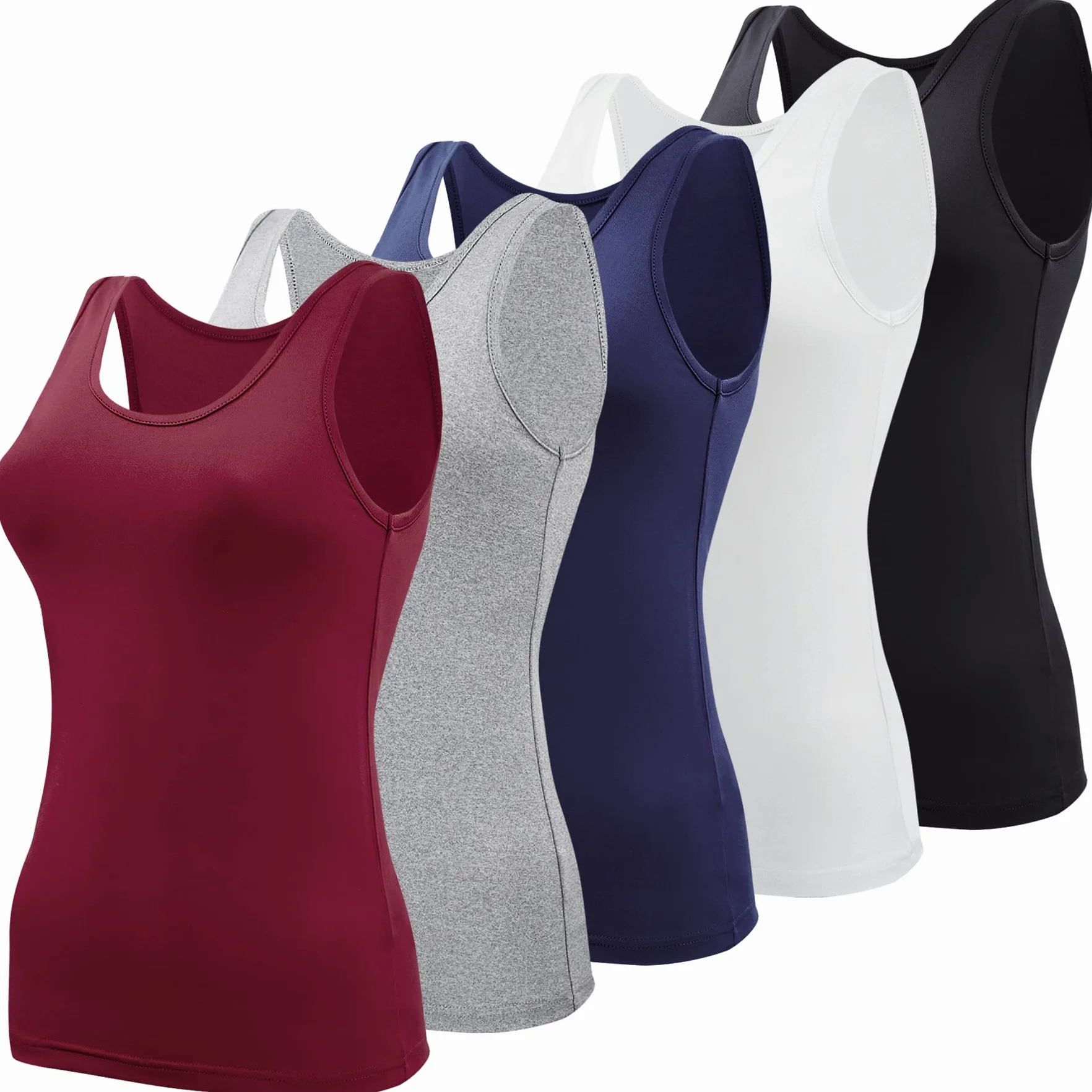 BQTQ 5 sztuk Tank Top Damski Tank Top Podstawowa koszulka na ramiączkach Damska koszulka bez rękawów