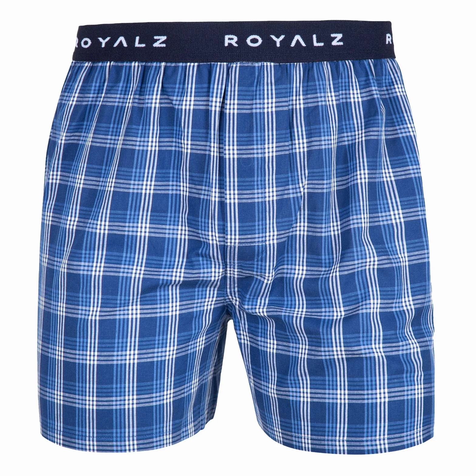 ROYALZ Zestaw 5 par bokserek w stylu amerykańskim dla mężczyzn, majtki w kratkę, niebieskie, klasyczne, zestaw 5 sztuk, bielizna dla chłopców