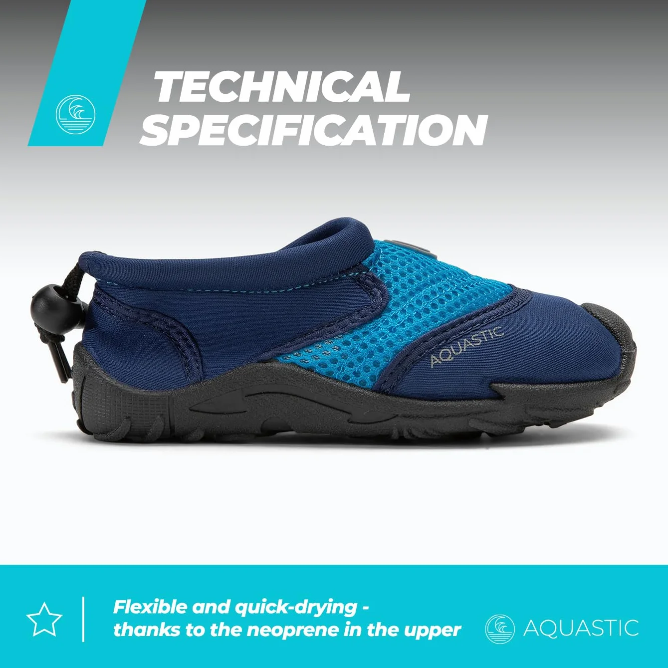 AQUASTIC Buty do Wody KEA JR dla Dzieci Wsuwane Antypoślizgowe TPR