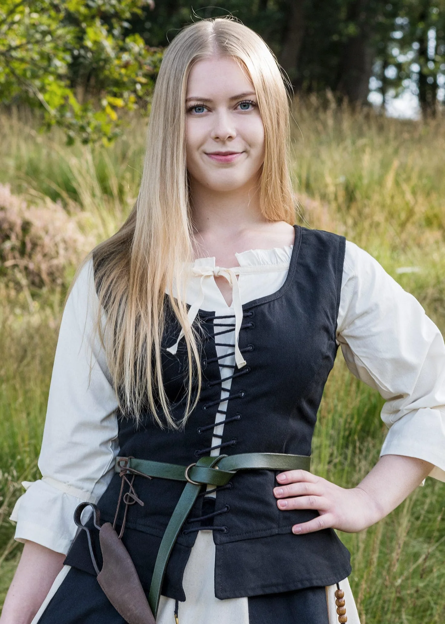Battle-Merchant Średniowieczna bluzka Birga z bawełny z rękawem 3/4 - średniowieczna odzież damska - różne kolory i rozmiary