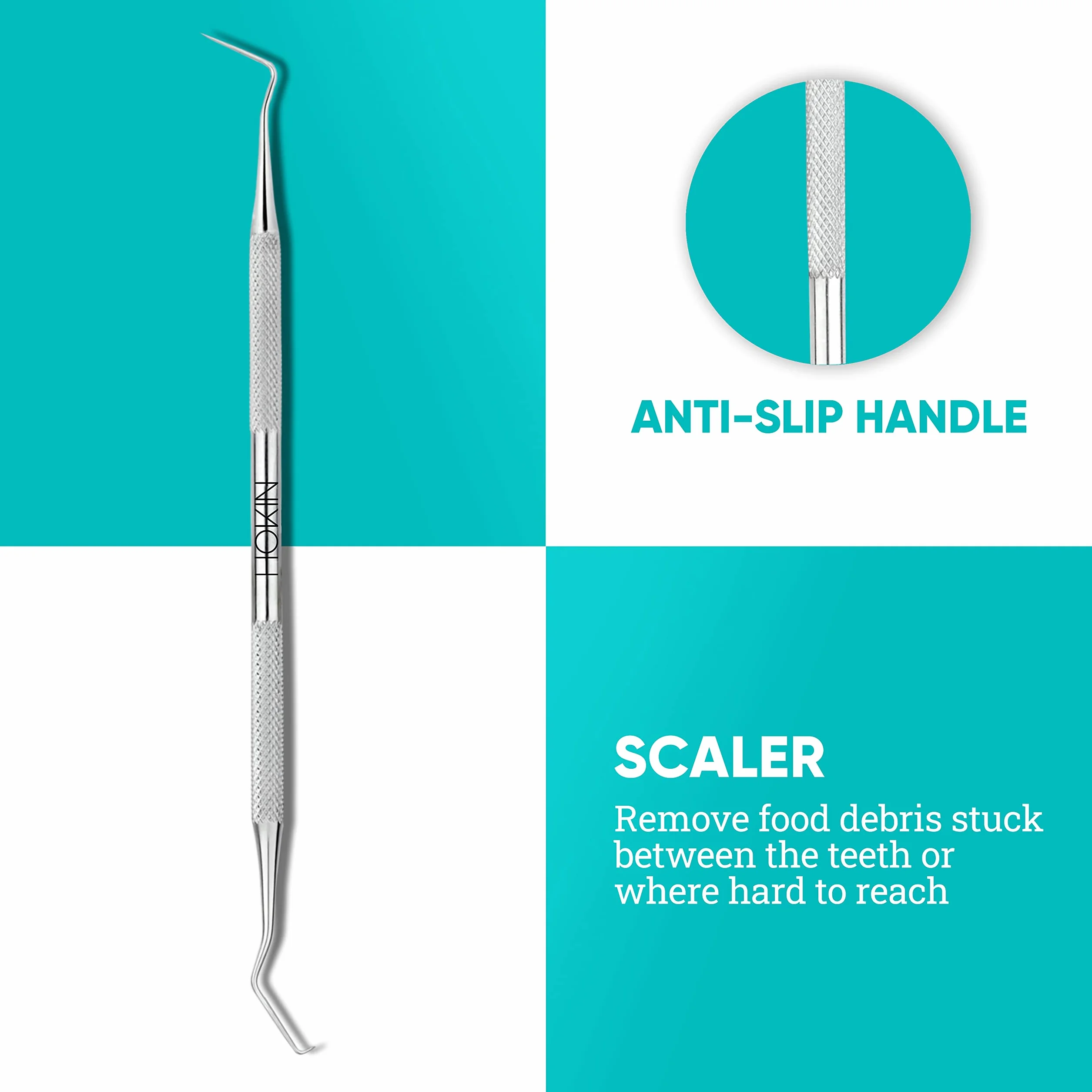 Zestaw do czyszczenia zębów HOKIN Plaque Remover Dental Care Kit Zestaw do pielęgnacji zębów Narzędzia stomatologiczne ze stali nierdzewnej dla mężczyzn, kobiet, dzieci i zwierząt domowych (5)