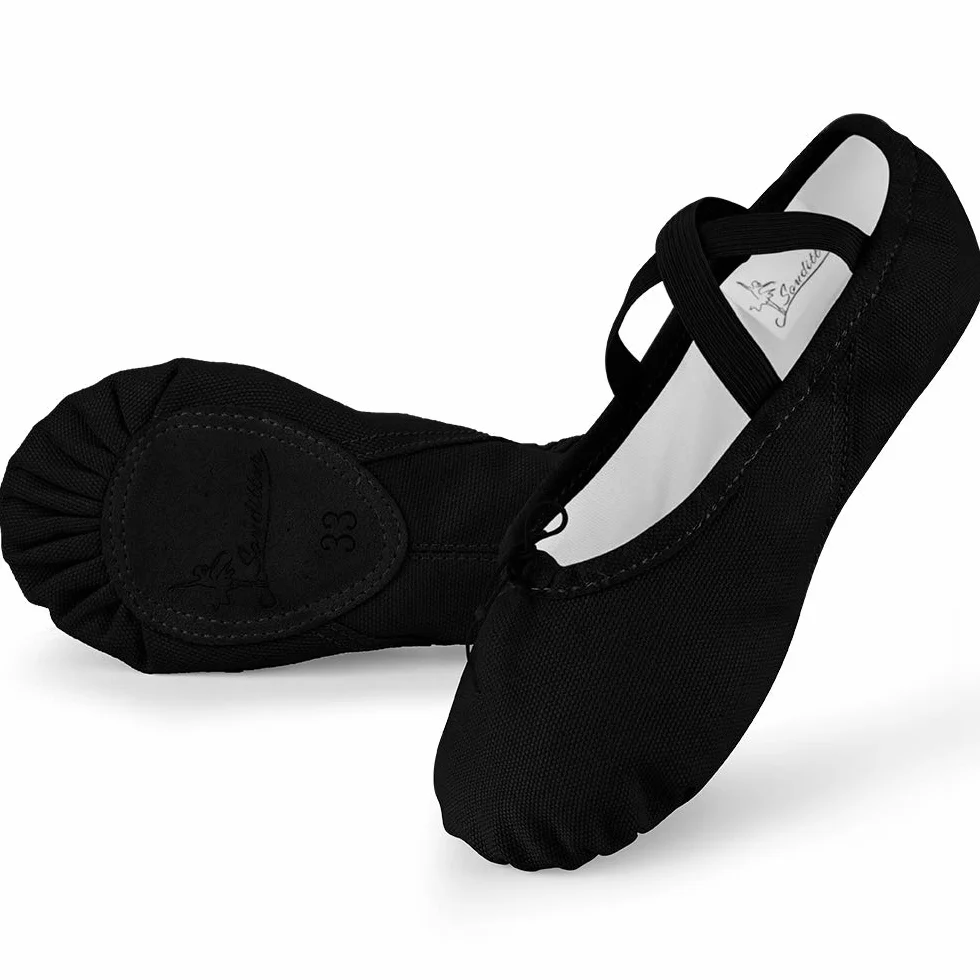 Soudittur, baletki dziewczęce, płócienne kapcie do tańca, buty gimnastyczne do jogi, dla dzieci i dorosłych, z dwuczęściową podeszwą płócienną, płaskie (proszę wybrać jeden rozmiar mniejszy niż zwykle