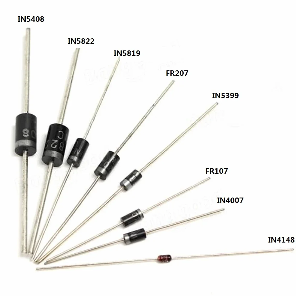 DollaTek Zestaw 100 szt. 8 wartości diod prostowniczych Zestaw asortymentowy do Arduino (25 x 1N4148, 25 x 1N4007, 10 x 1N5819, 10 x 1N5399, 10 x FR107, 10 x FR207, 5 x 1N5408, 5 x 1N5822)