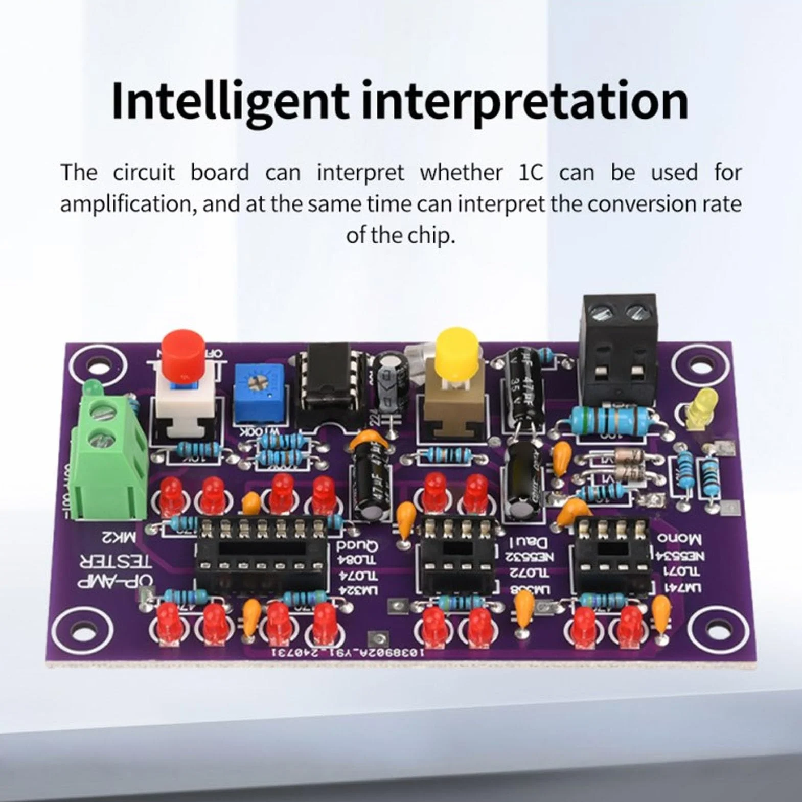 Moduł Testowy OP AMP Test Obwodu Wzmacniającego Płytka Testowa Wzmacniacza Operacyjnego dla Pojedynczego Podwójnego Quada DC12V T2 Tester