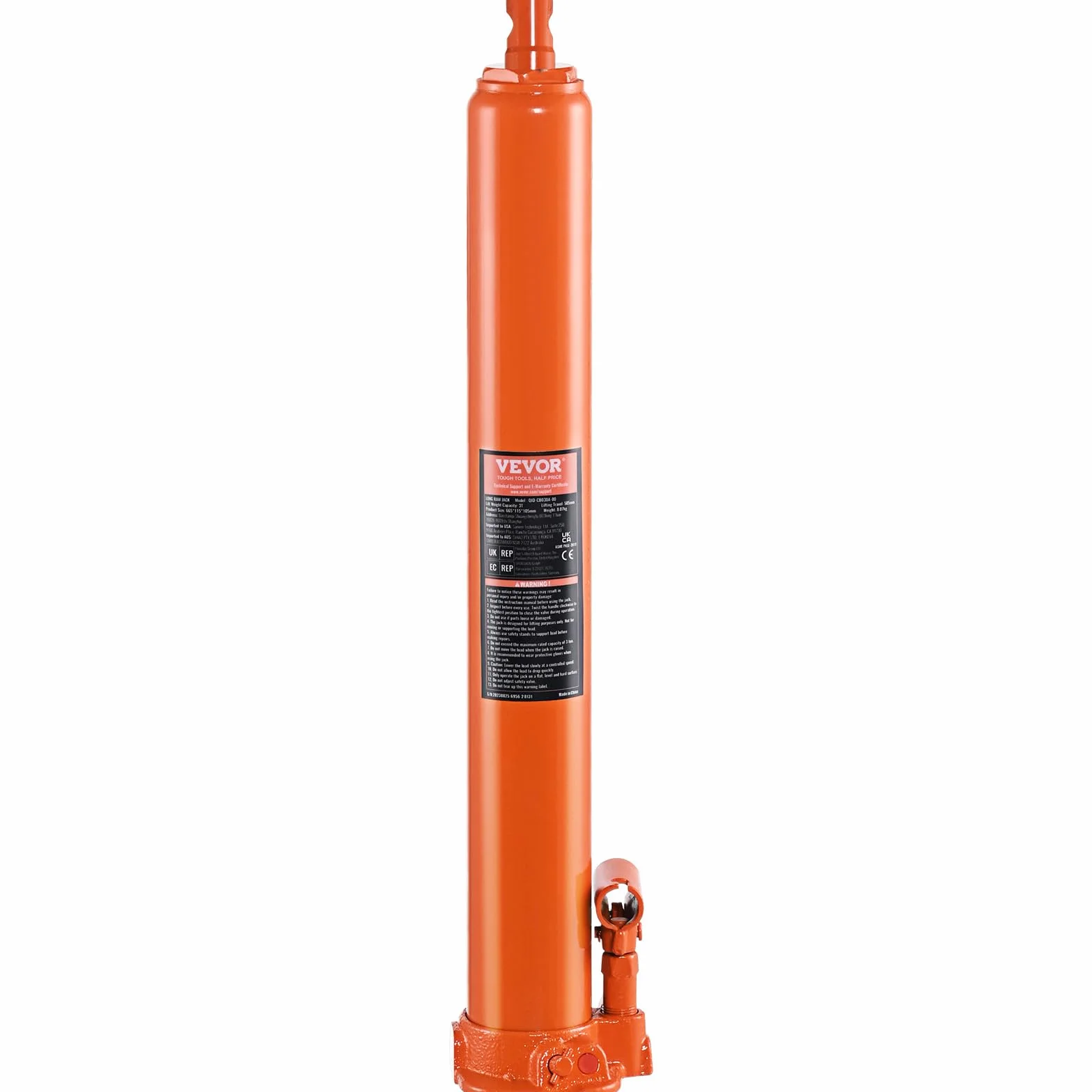 VEVOR Hydrauliczny podnośnik samochodowy, 4 t, cylinder podnośnikowy z pojedynczą pompą tłokową i płaską podstawą, hydrauliczny podnośnik do butelek samochodowych do podnośników silnikowych, dźwigów
