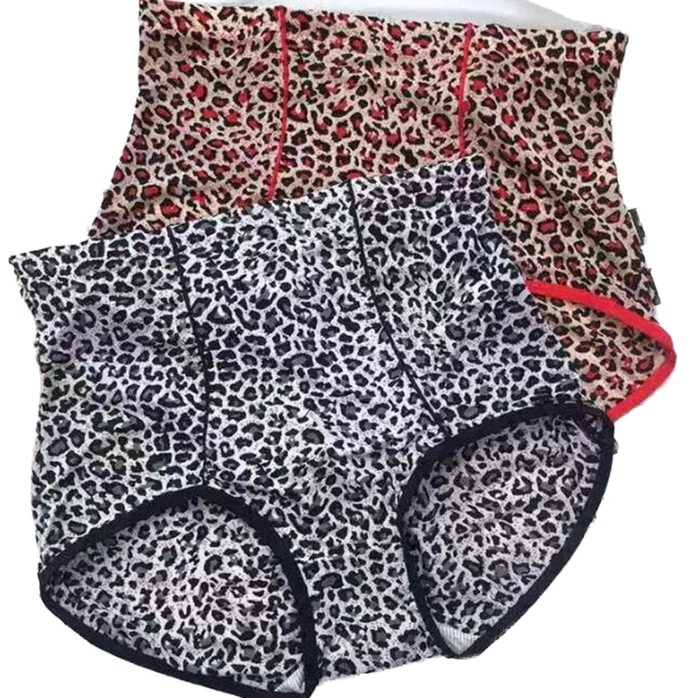 2-pak Leopard Print Majtki Ice Silk Comfort Bokserki Seksowne bezszwowe majtki z wysokim stanem