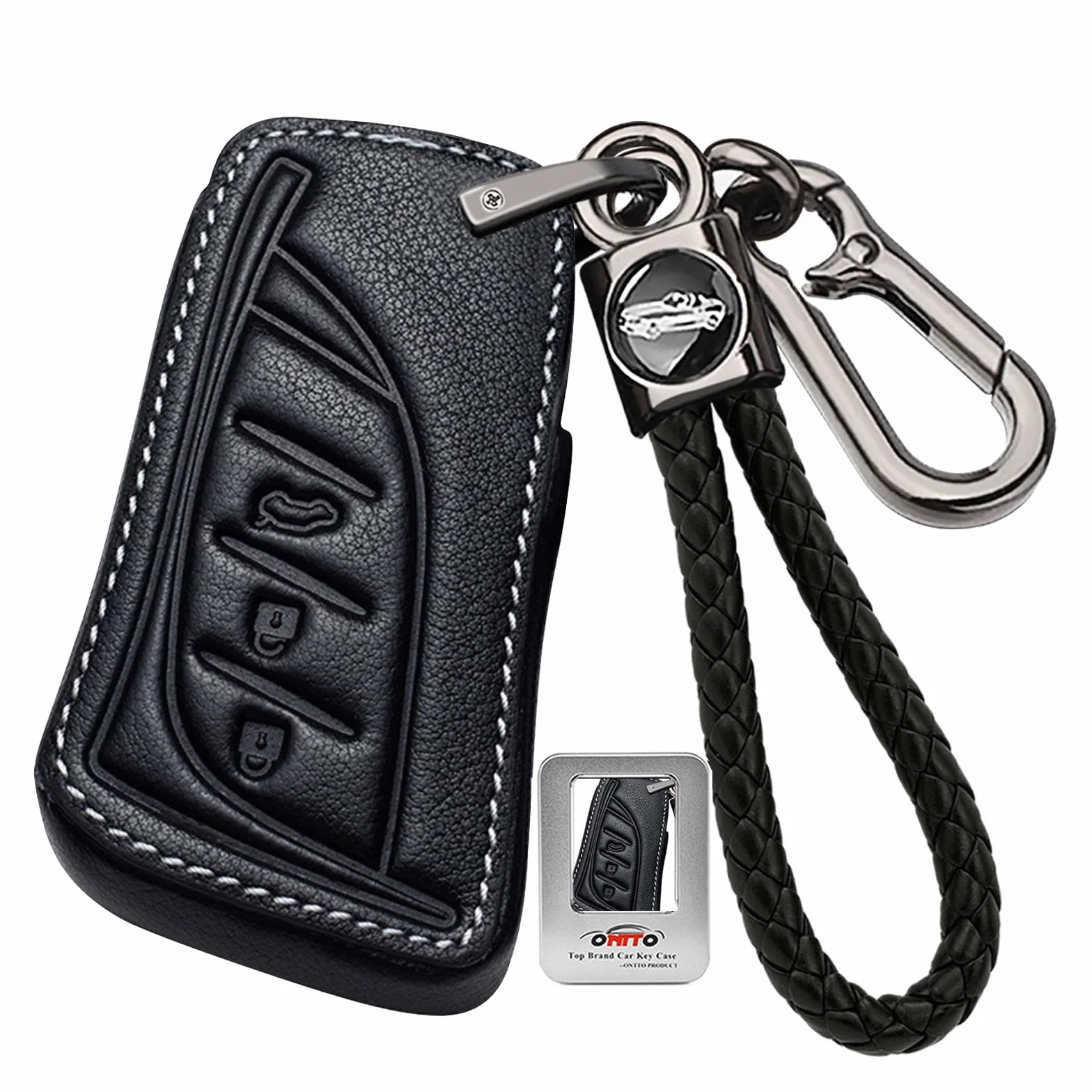 Ontto Etui na kluczyki samochodowe pasuje do Lexus LBX UX 300e GX460 ES250 ES300h LC500h UX200h UX250h NX300h 2020-2025, etui na klucze z poliuretanowe skóry, osłona kluczy, zabezpieczenie kluczy 3