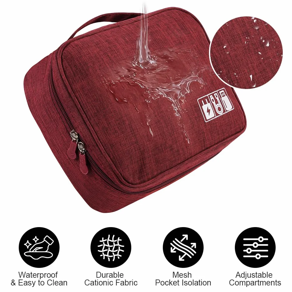 OFFCUP Torba na kabel, 24 x 18 x 10 cm, podróżny organizer na kable z 2 przegródkami, wodoszczelny organizer na kable, USB, dyski twarde, karty SD, ładowarkę (niebieska)
