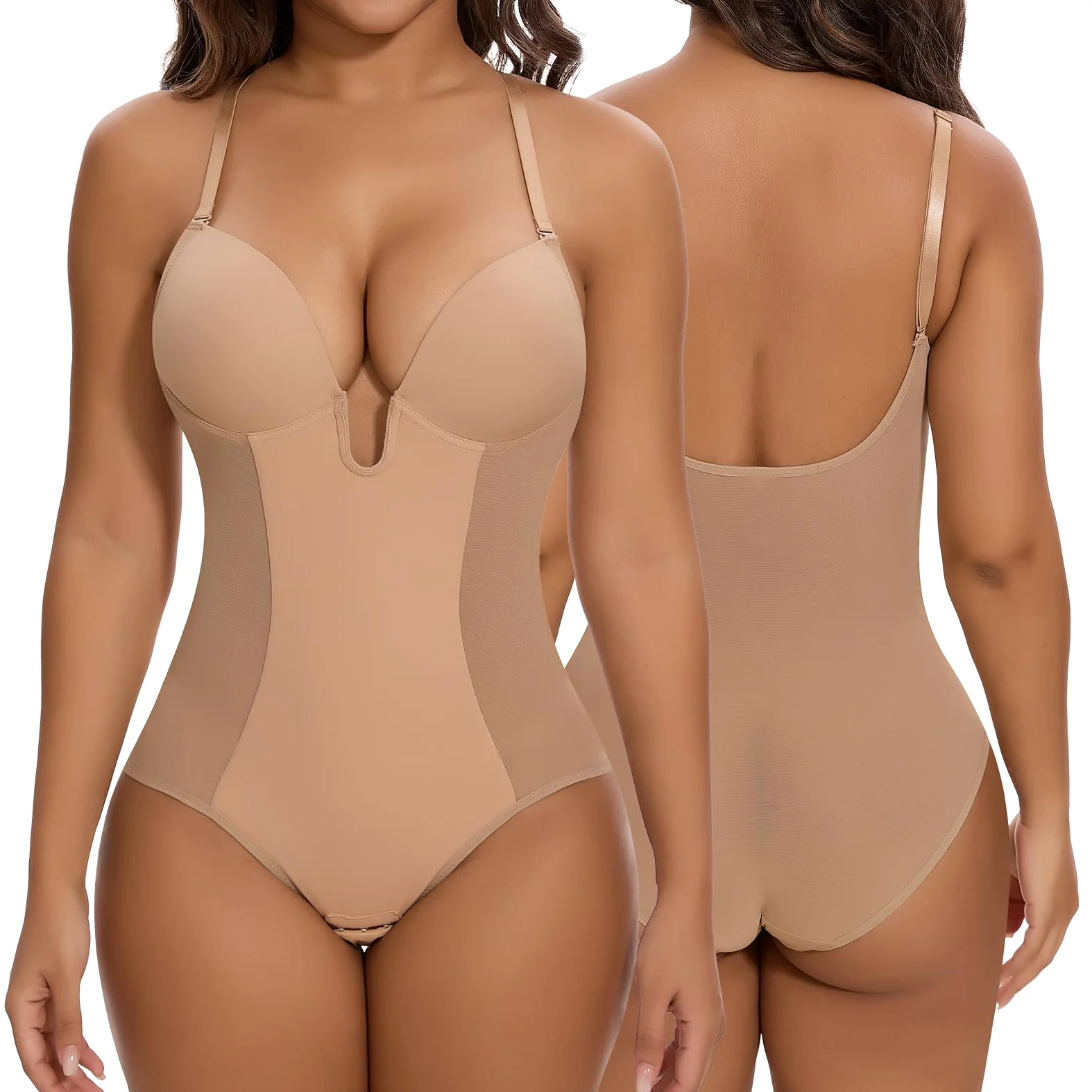 SHAPERIN Damskie body wyszczuplające z odkrytymi plecami gorset z fiszbinami
