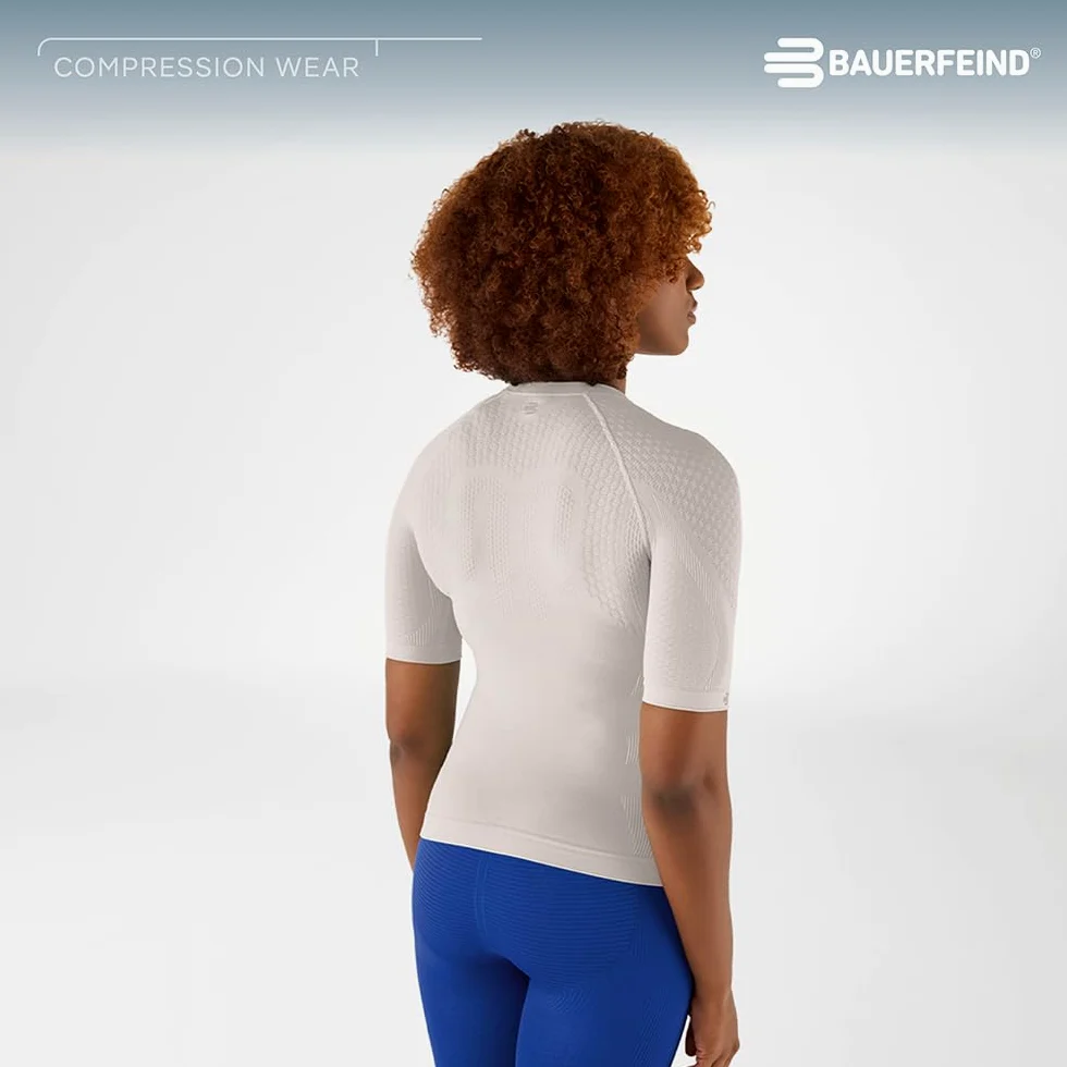BAUERFEIND Koszulka kompresyjna "Sports Compression Shirt Short Sleeve", koszulka z krótkim rękawem dla kobiet, poprawia krążenie krwi w mięśniach tułowia i ramion, poliamid/elastan