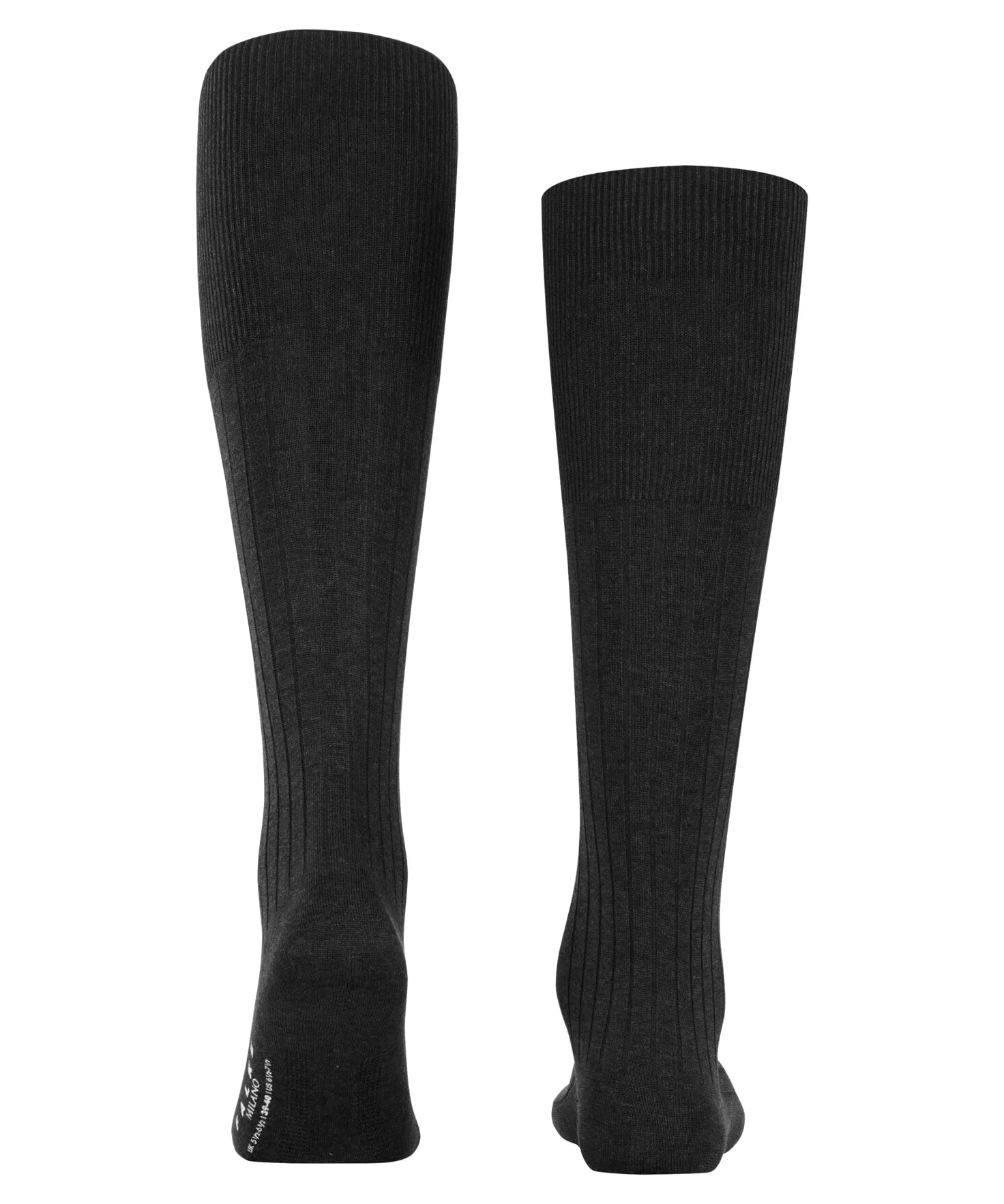 FALKE Mężczyźni Podkolanówki Milano M Kh Bawełna długie jednokolorowe 1 Para, Szary Anthracite Melange 3190, 45-46