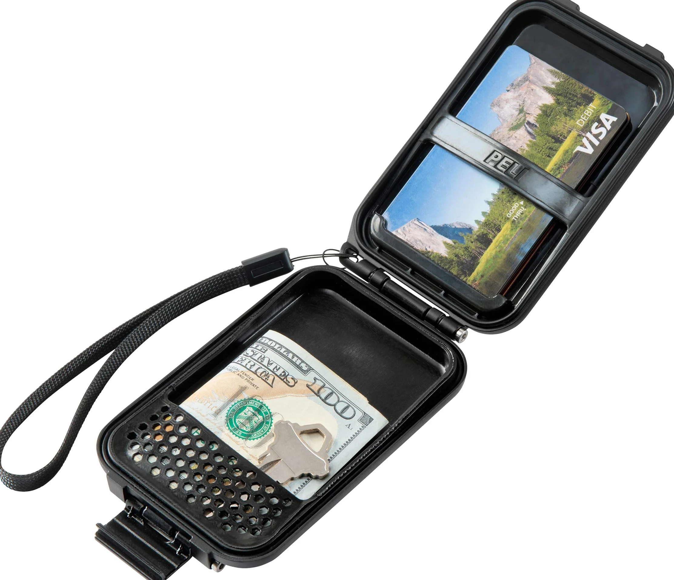 PELI Portfel z polem RF G5, anty-RFID, z ochroną przed hakowaniem i standardem wodoszczelności IP67, wyprodukowano w USA, Kolor: Czarny