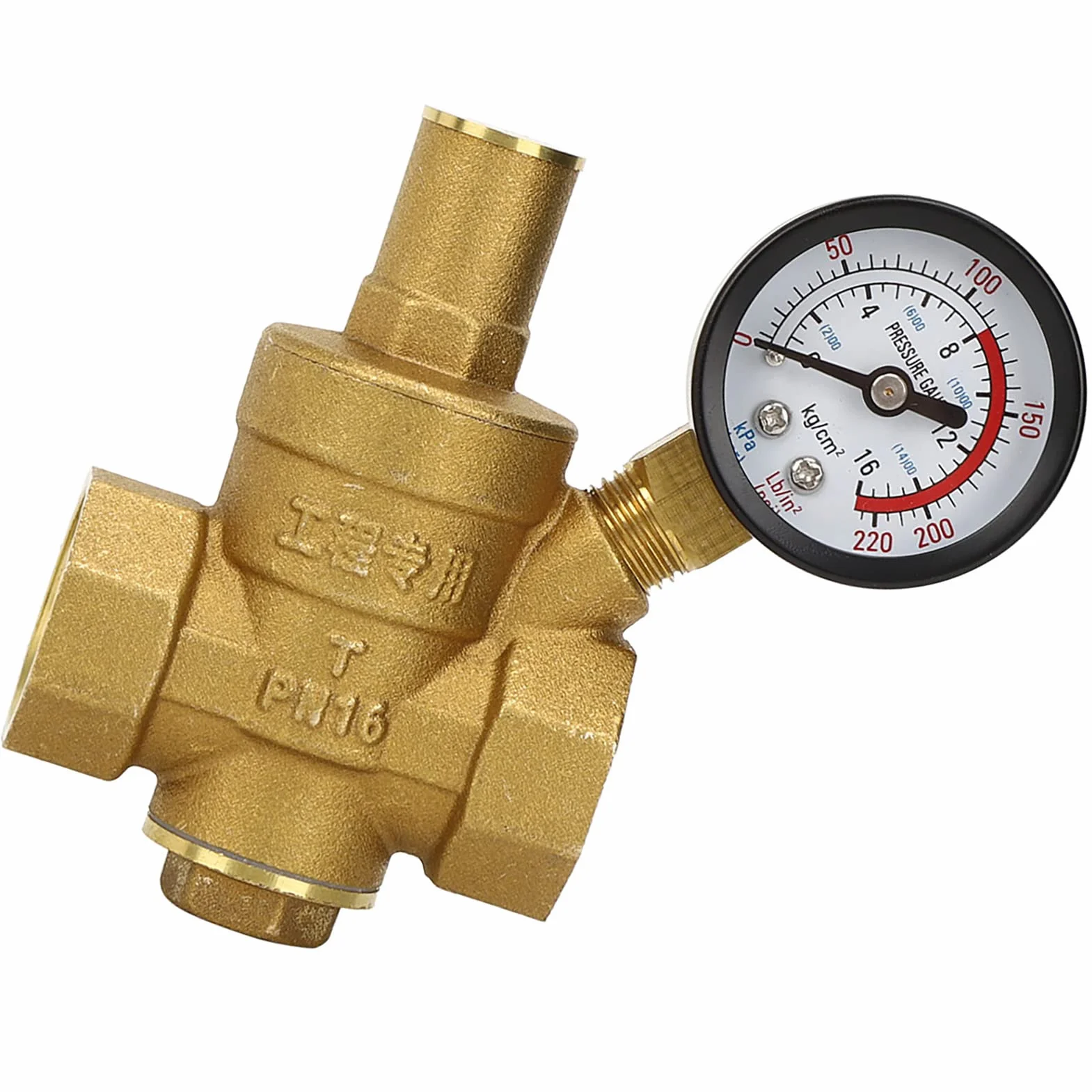 DN20 Regulator Ciśnienia Miernik Ciśnienia Wody, DN20 Mosiężny Regulowany Regulator Ciśnienia Wody Reduktor Z Miernikiem Manometru