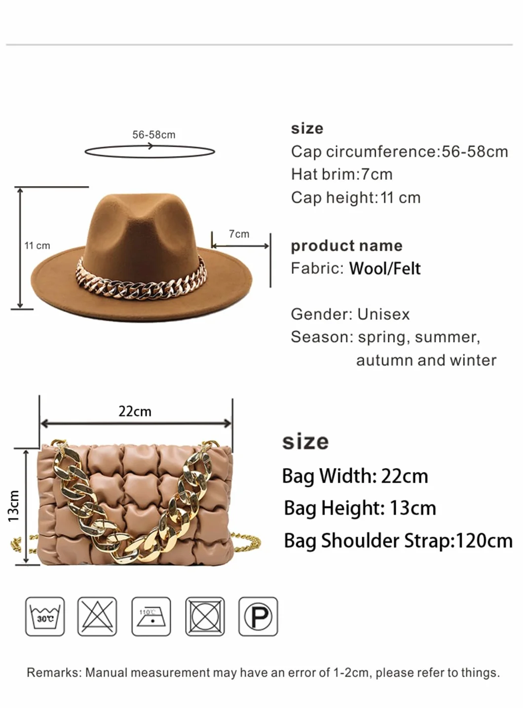 Pohullan Fedora kapelusz damski zestaw skórzana torba na ramię słomkowy kapelusz 56-58 cm