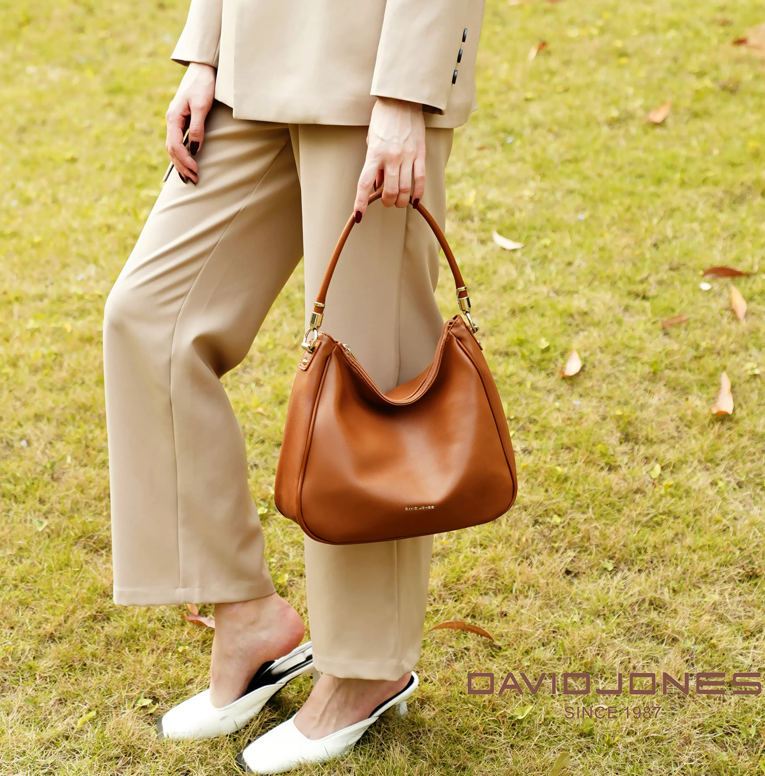 David Jones - Damska torebka Hobo - Noszona torba na ramię z imitacji skóry PU - Średni rozmiar torby na ramię z długim uchwytem - Klasyczna moda miejska praktyczna elegancka