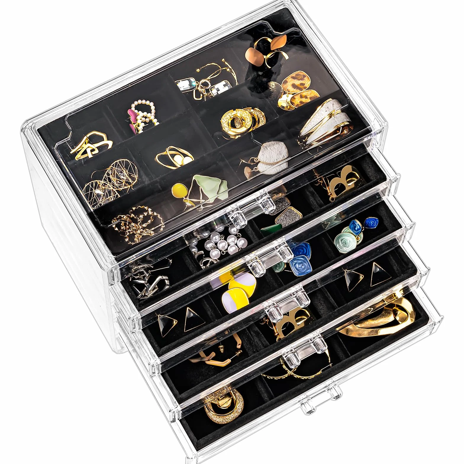 ProCase Organizer na kolczyki z 5 szufladami przezroczysty akrylowy czarny