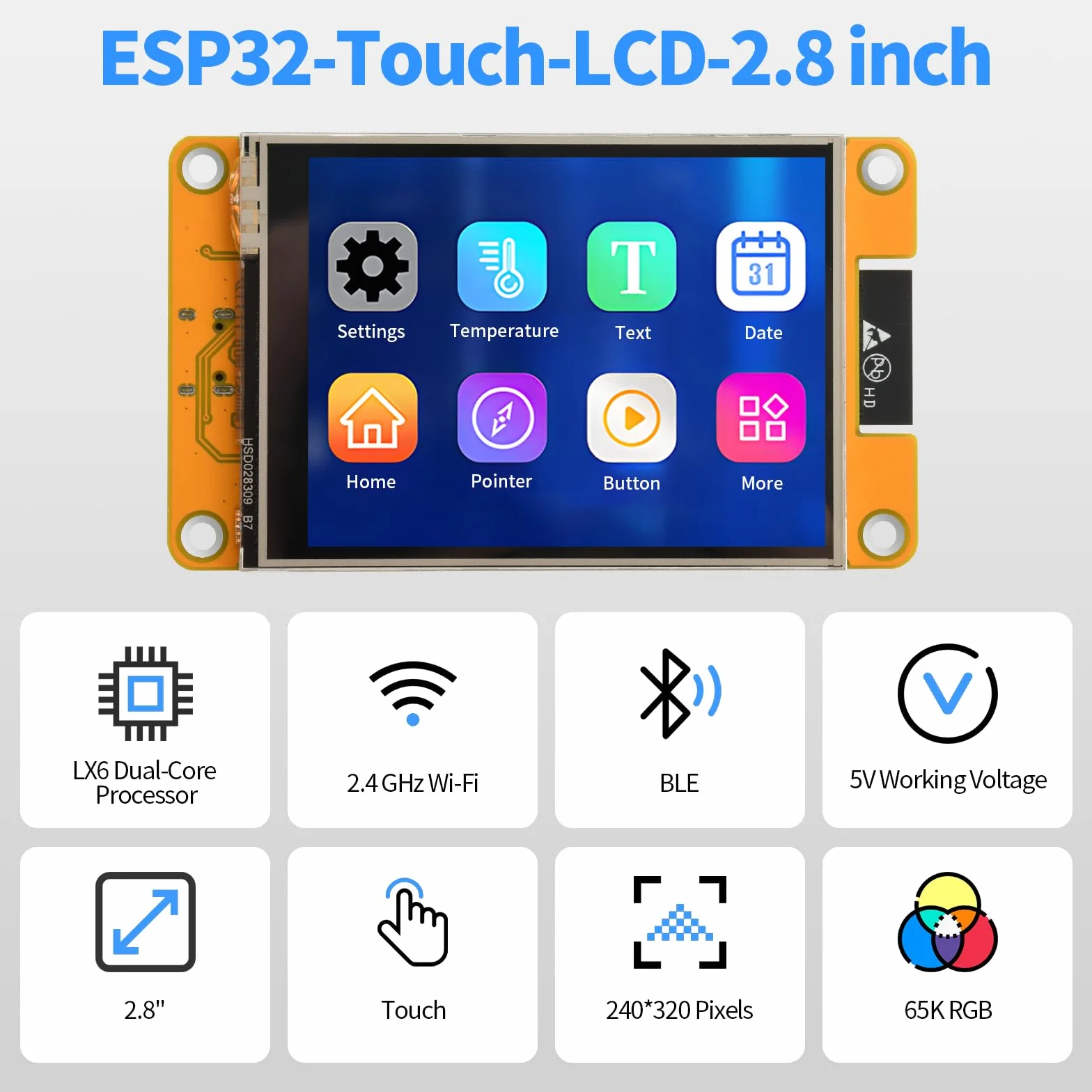 diymore Do wyświetlacza ESP32, do ESP32 z WiFi Bluetooth, wyświetlacz LCD 2,8", 240 x 320, inteligentny moduł TFT ekran dotykowy, wysoka prędkość, łączność IoT, kompatybilna z LVGL/GUI