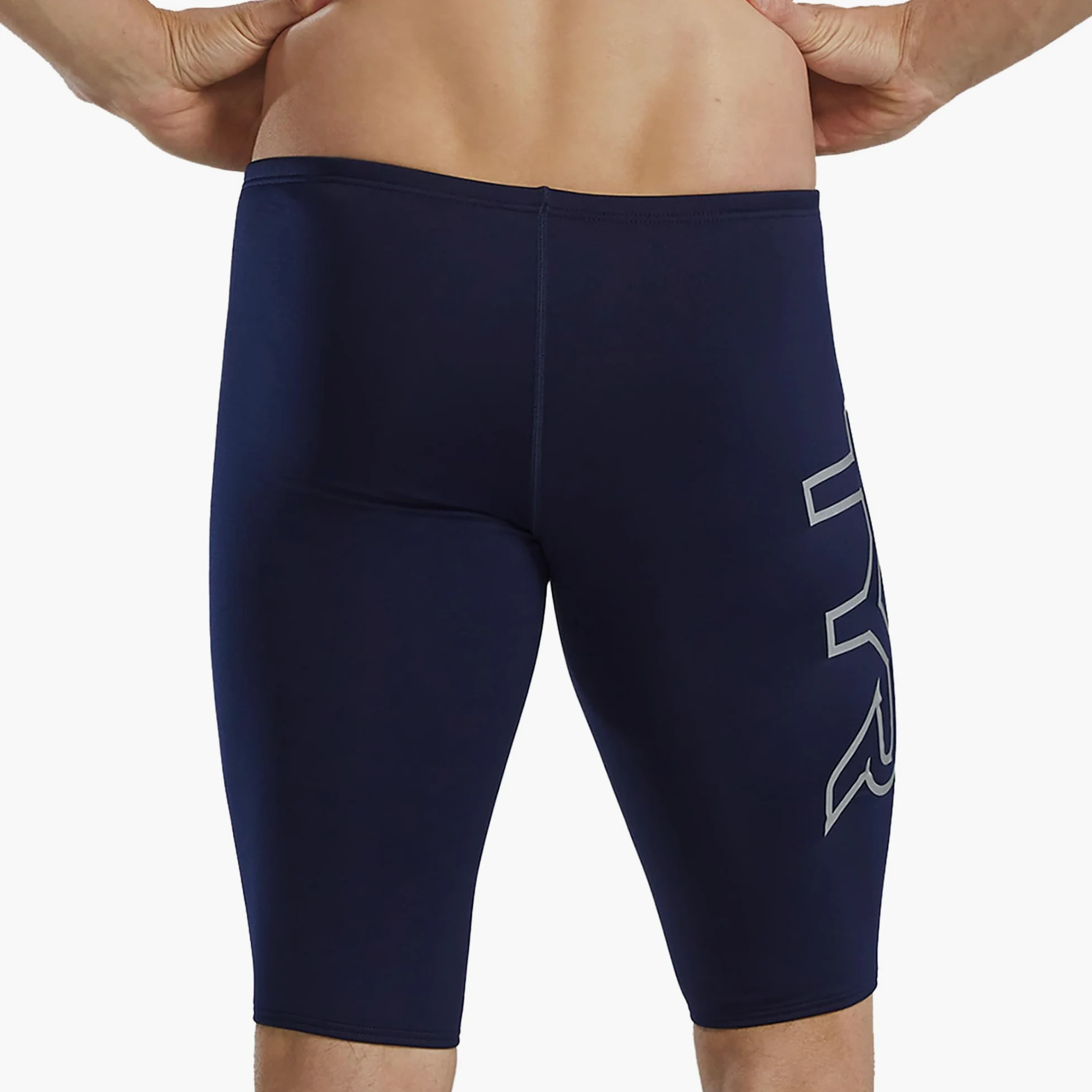 TYR Durafast Elite Solid Jammer Męskie kąpielówki, kolor granatowy/logo, rozmiar 42