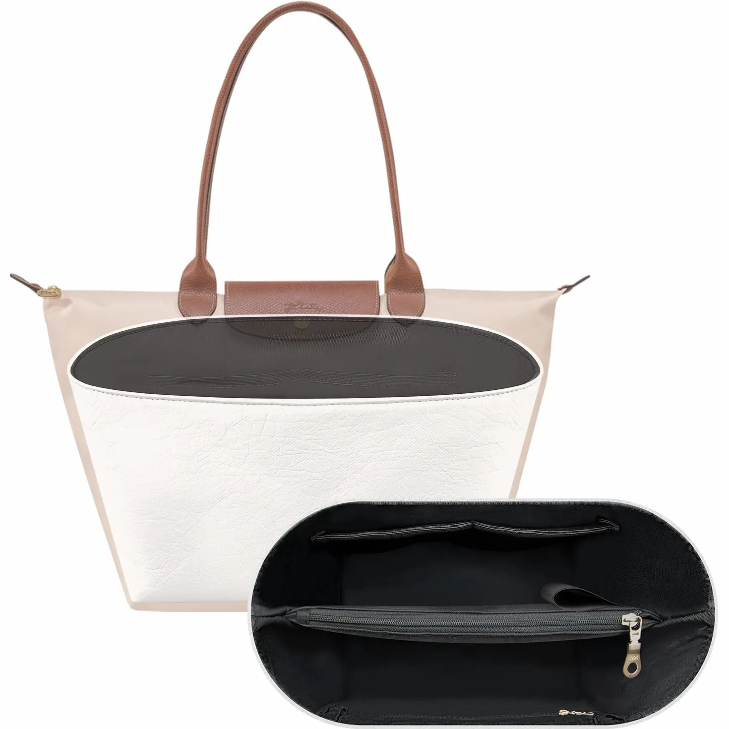 Organizer do Longchamp Bag Insert do Long Champ Le Pliage(Rozmiar: L; Kolor: Biały)