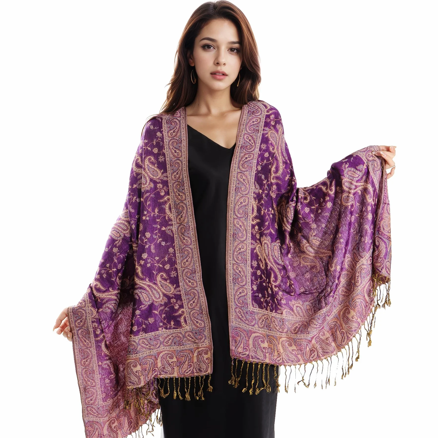 Kobiety Pashmina Szale i Chusty Szalik Miękki Jedwabisty Odwracalny Szaliki Paisley Szal dla Kobiet