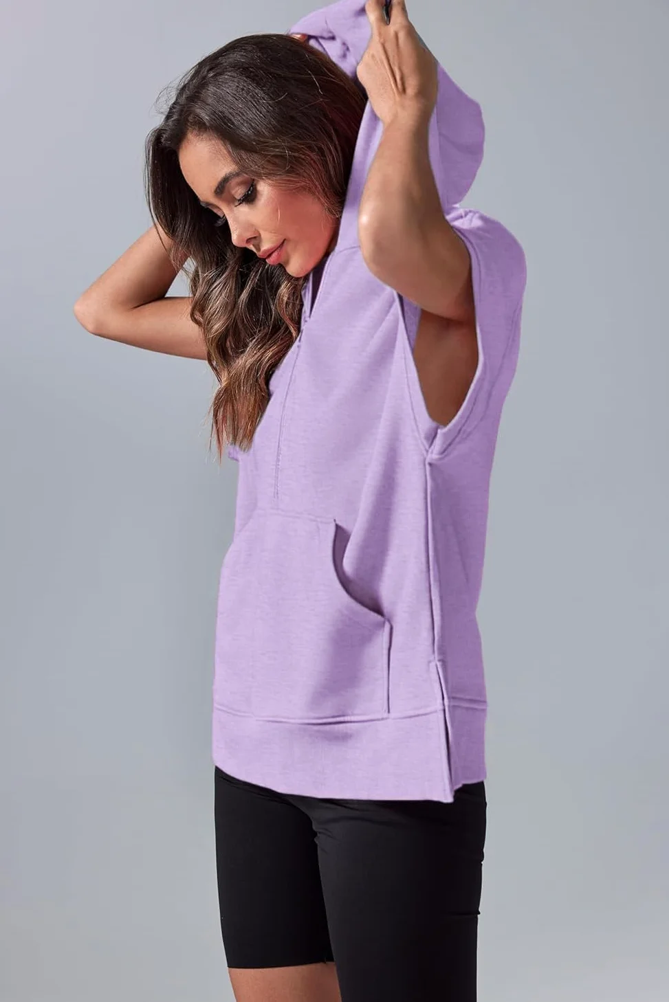 Damskie bluzy oversize oversize z kapturem z krótkim rękawem na co dzień bluzy pulower topy