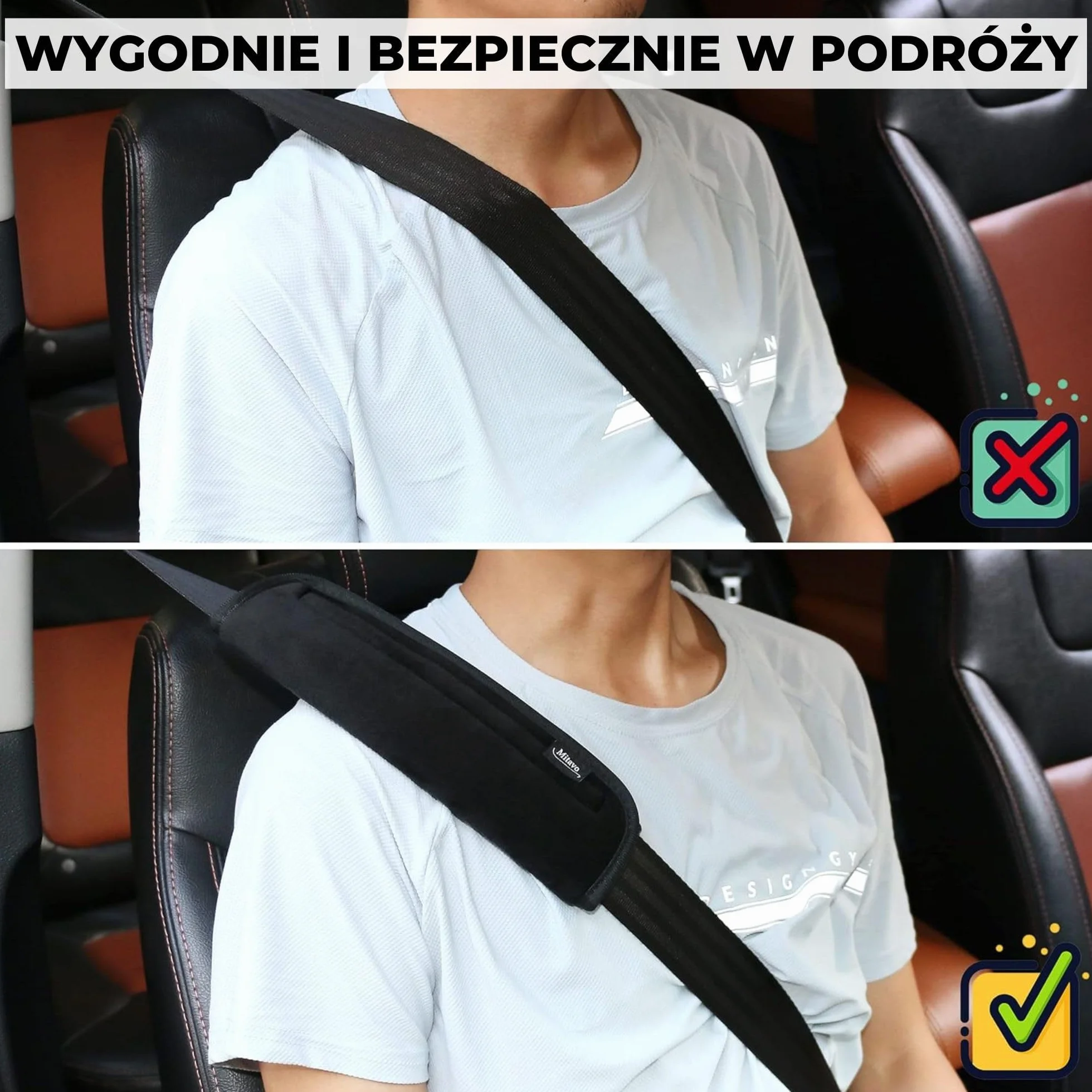 Nakładki na Pasy 2 szt, Ochraniacze pasa Bezpieczeństwa Samochodu dla Dzieci i Dorosłych, Poduszki Ochronne na Pas Harness, Nakładka na Ramię dla Fotelika Dziecięcego, Plecaka, Torby 25x7 cm