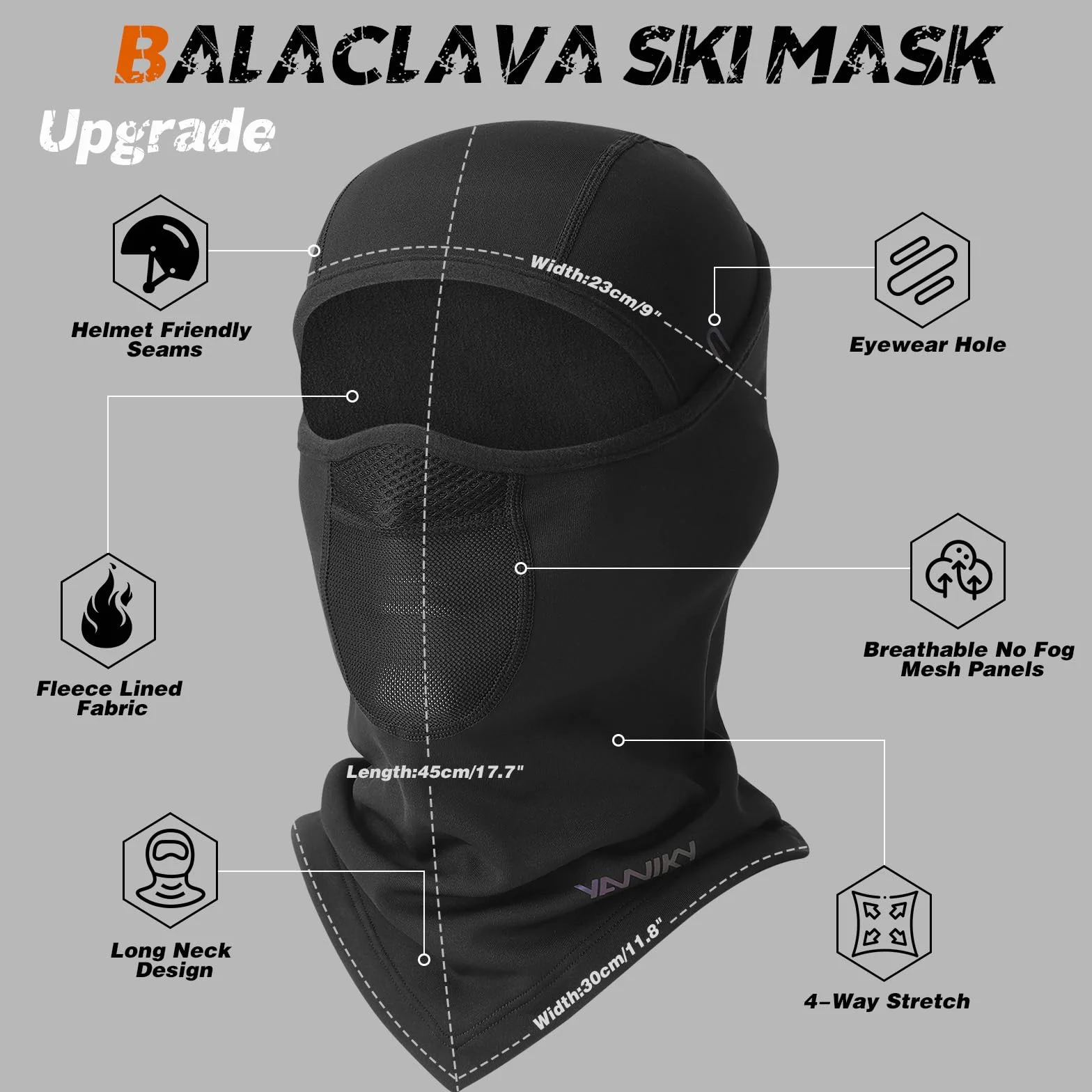 YANIKY Kominiarka jesienno-zimowa Balaclava maska narciarska dla mężczyzn i kobiet, wiatroszczelna, ciepła, oddychająca maska na twarz do jazdy na rowerze, jazdy na nartach, motocyklu, sportów na