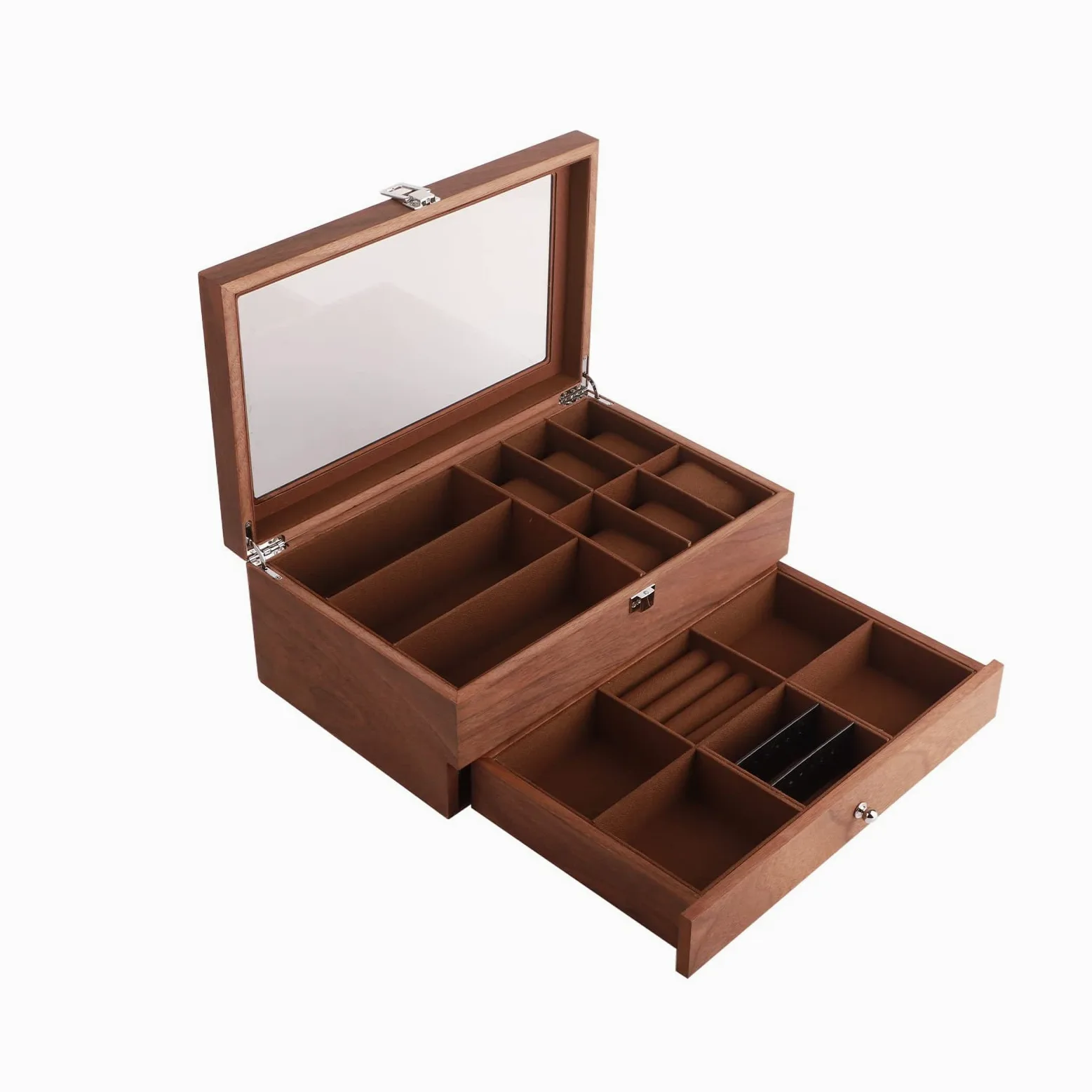 Obserwuj skrzynkę do Przechowywania Podwójna Warstwowa Retro Szklanki Wyświetlacza Etui Upakowanie Organizator Biżuterii
