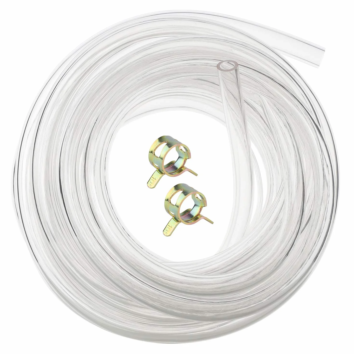 Hyber&Cara Przezroczyste elastyczne rurki PVC klasy spożywczej 8 mm ID x 11 mm OD wąż do wody powietrza 5 metrów z 2 zaciskami do węża