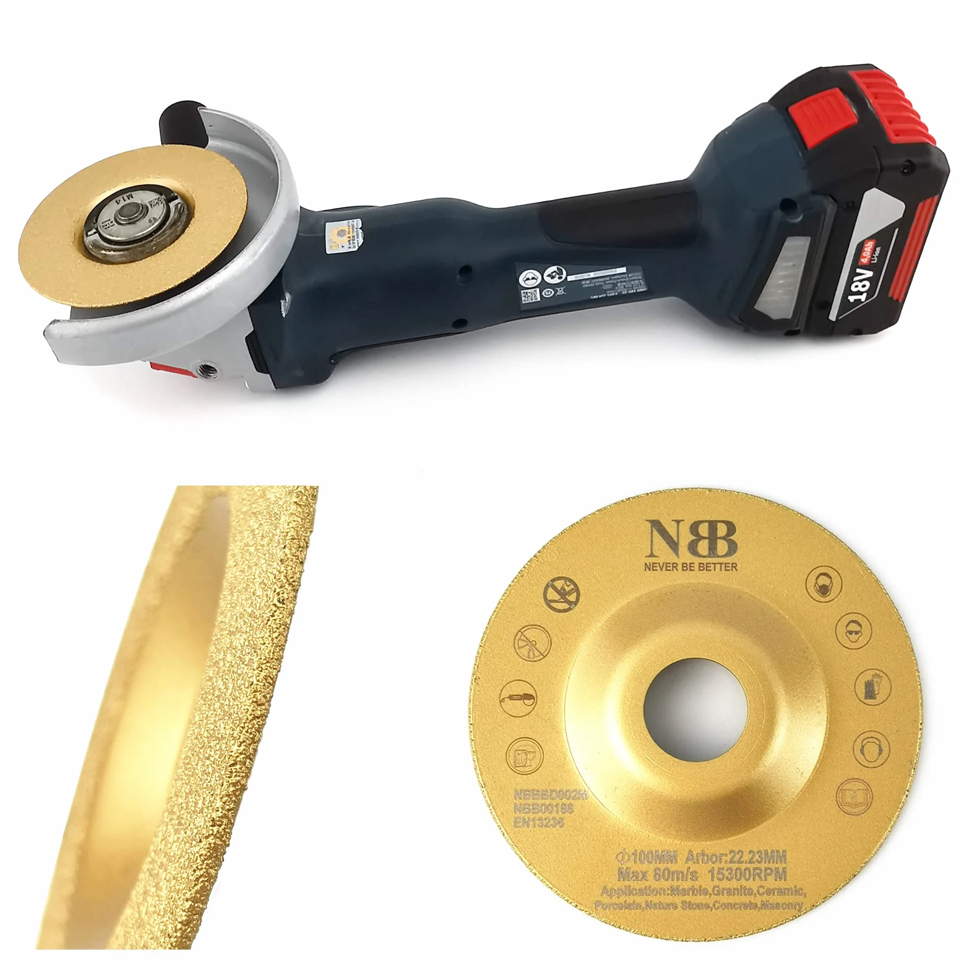 NBB Lutowana tarcza diamentowa Wydajność ostrza diamentowego Żywotność do szlifowania i cięcia granitu marmur płytki ceramiczne porcelanowe szlifierka kątowa (1, Średni)