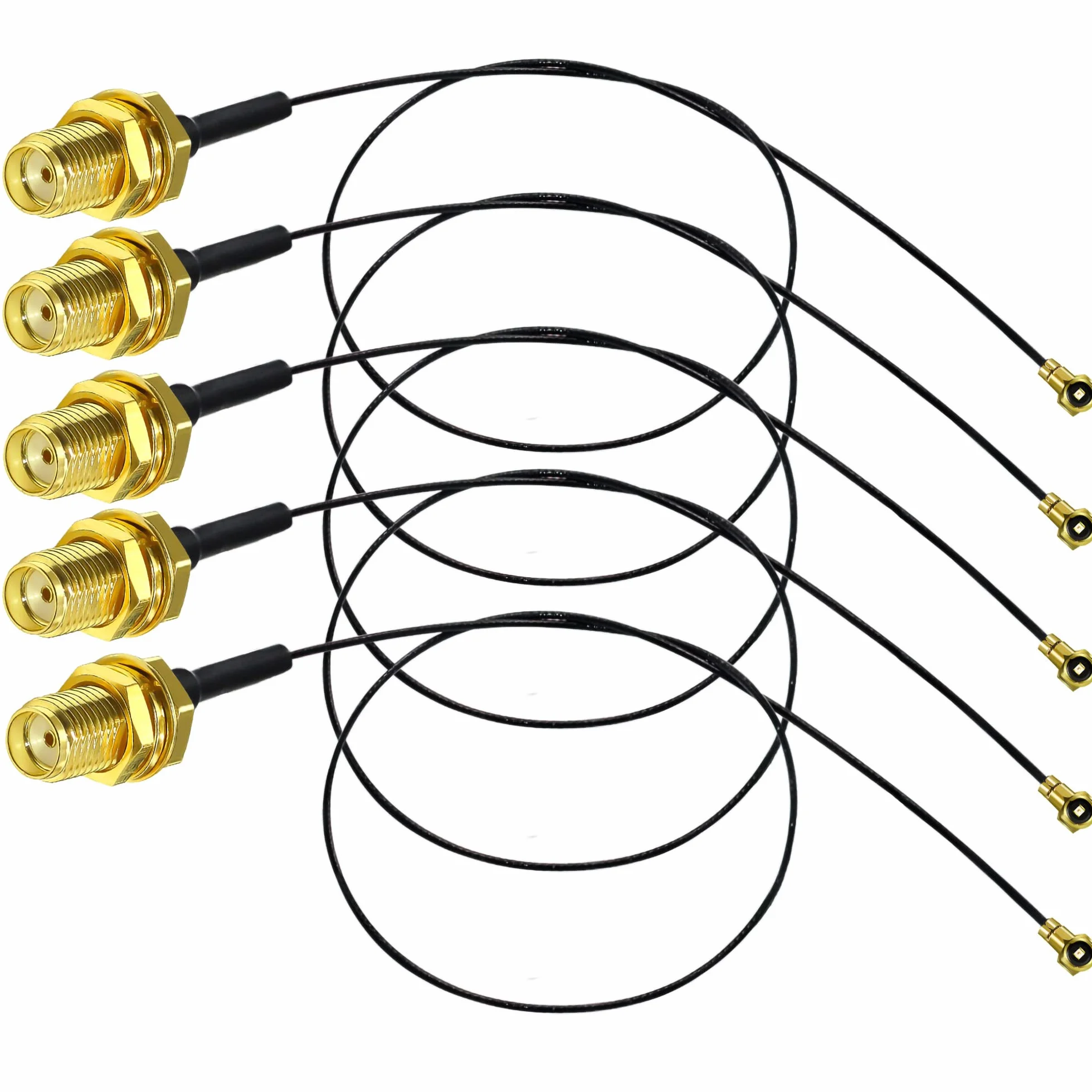TUOLNK Gniazdo SMA na U.fl IPX kabel koncentryczny gniazdo SMA gniazdo Bulkhead na UFL MHF4 Pigtail WiFi przedłużacz anteny 0,81 mm IPX Pigtail kabel koncentryczny 12 cali (30 cm) 5 sztuk