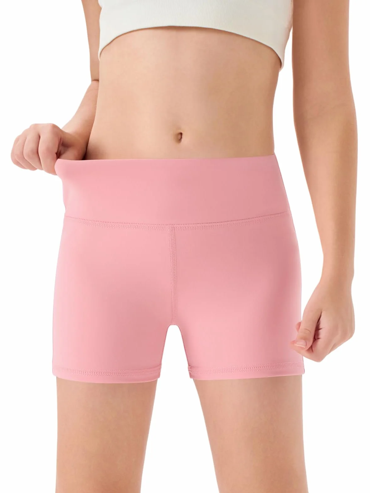 Haloumoning Dziewczęce szorty letnie krótkie legginsy dziecięce jednokolorowe spodnie kolarskie z wysokim stanem spodnie do jogi, tańca, gimnastyki, legginsy sportowe pod spódnicą, krótkie spodnie, 5