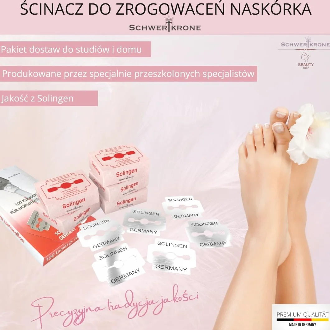 Solingen ostrze do zrogowaciałego naskórka, ostrza zapasowe, nierdzewne, 100 sztuk, pakowane pojedynczo