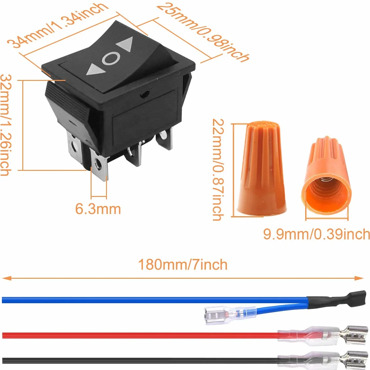 Przełącznik kołyskowy 6-pinowy 3 pozycje ON/OFF/ON Chwilowy przełącznik dźwigniowy Przełącznik odwrotnej polaryzacji DC 12V 10A AC110V-220V DPDT, 2 szt