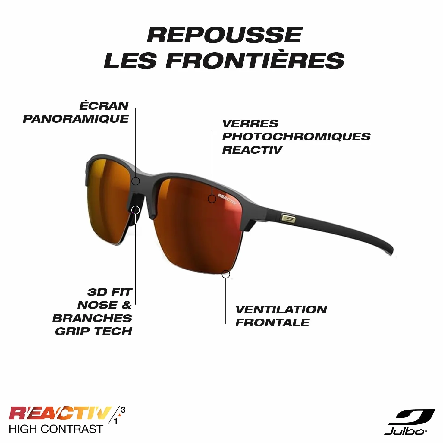 Julbo Okulary przeciwsłoneczne CROSSLINE REACTIV czarne L Mixed
