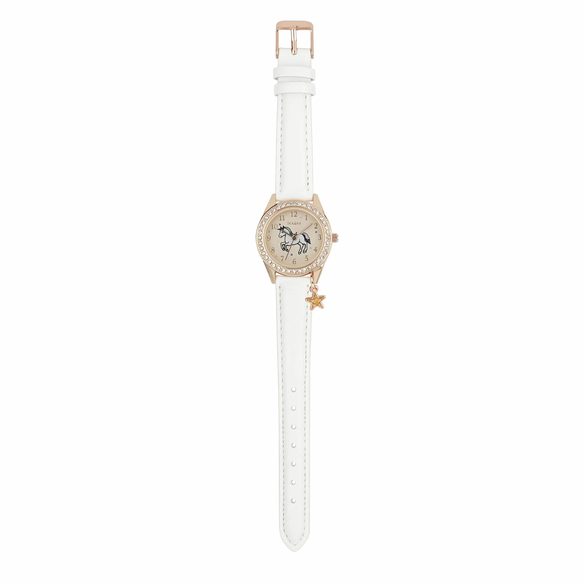 Tikkers Unisex dziecięcy analogowy klasyczny zegarek kwarcowy z paskiem PU TK0171, biały, pasek